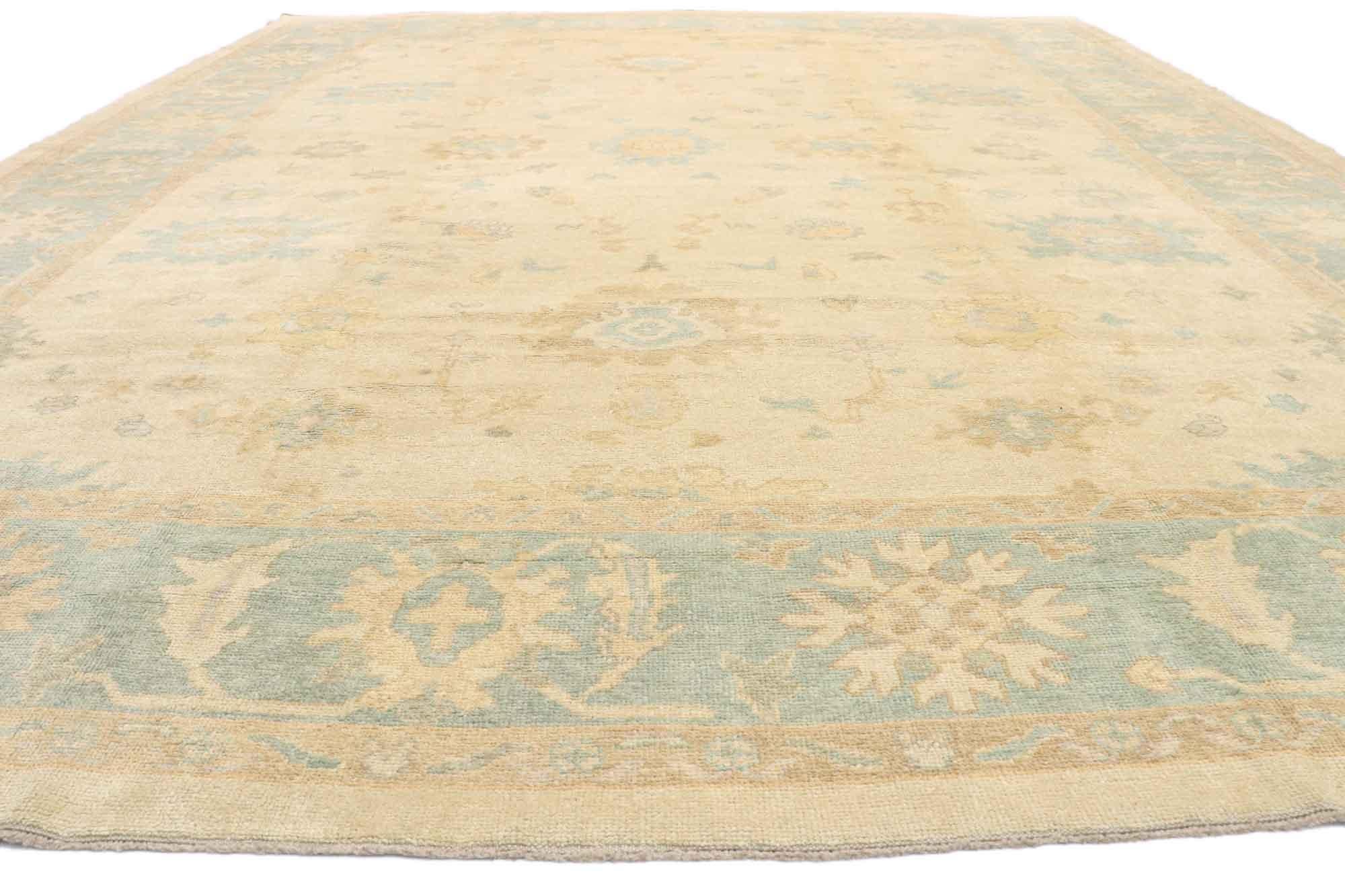 Contemporary Oversized New Turkish Oushak Rug with Soft Colors For Sale
