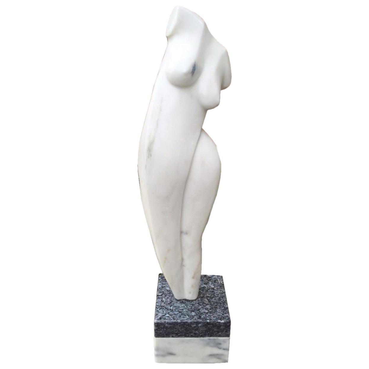 Oversized Nude Italian Marble Sculpture