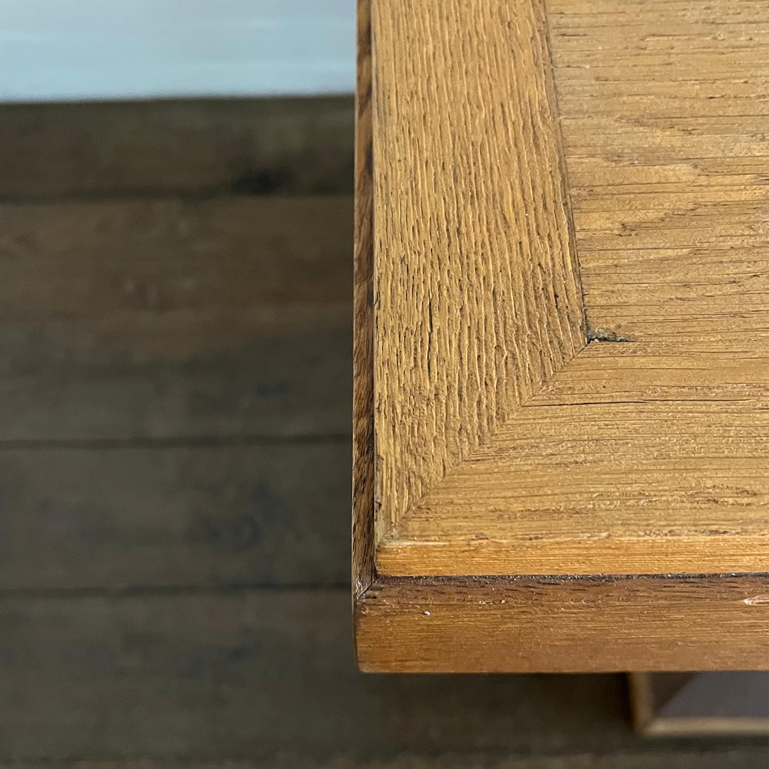 Oversized Oak and Leather French Console circa 1940's For Sale 1