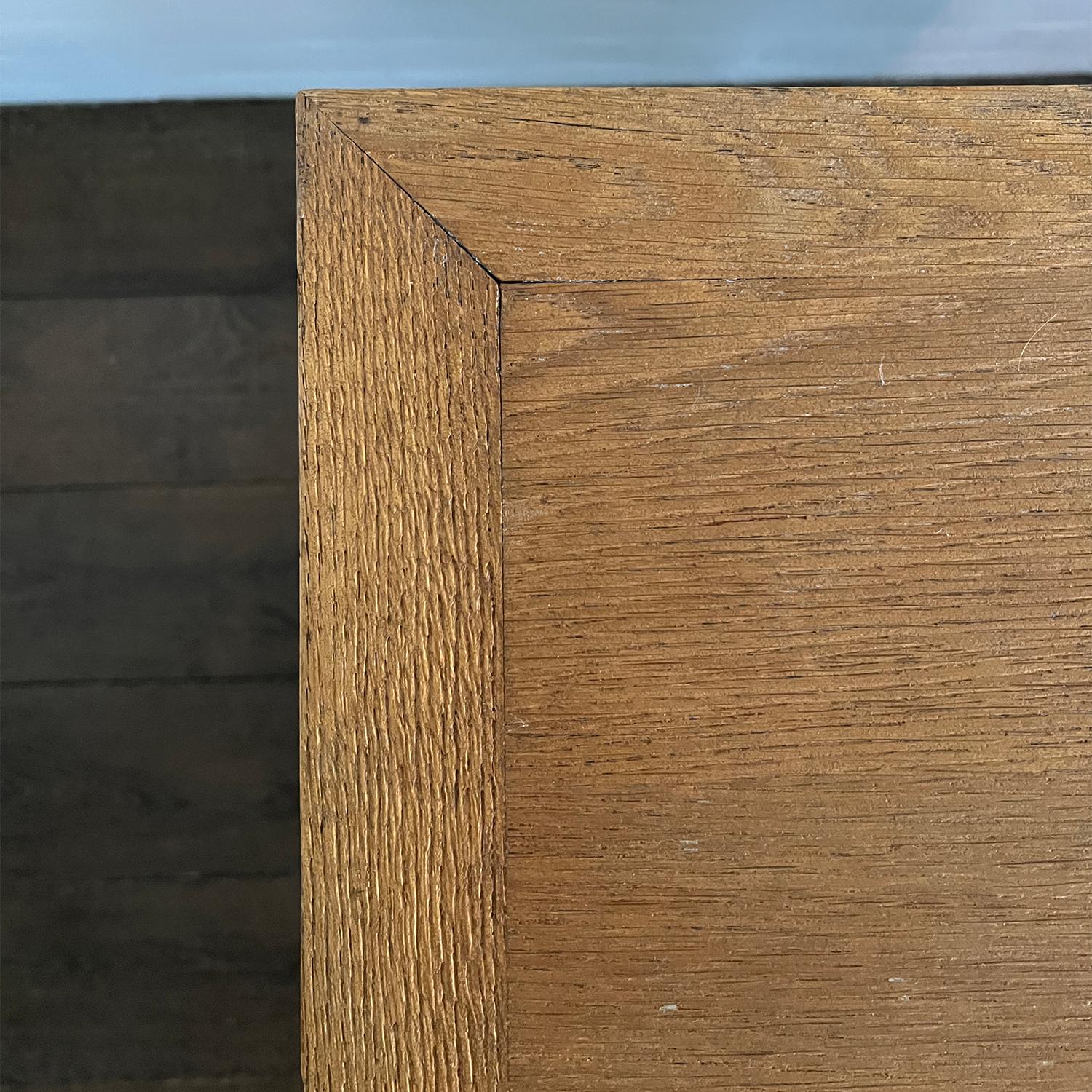 Pelle Console francese oversize in Oak e pelle del 1940 circa in vendita