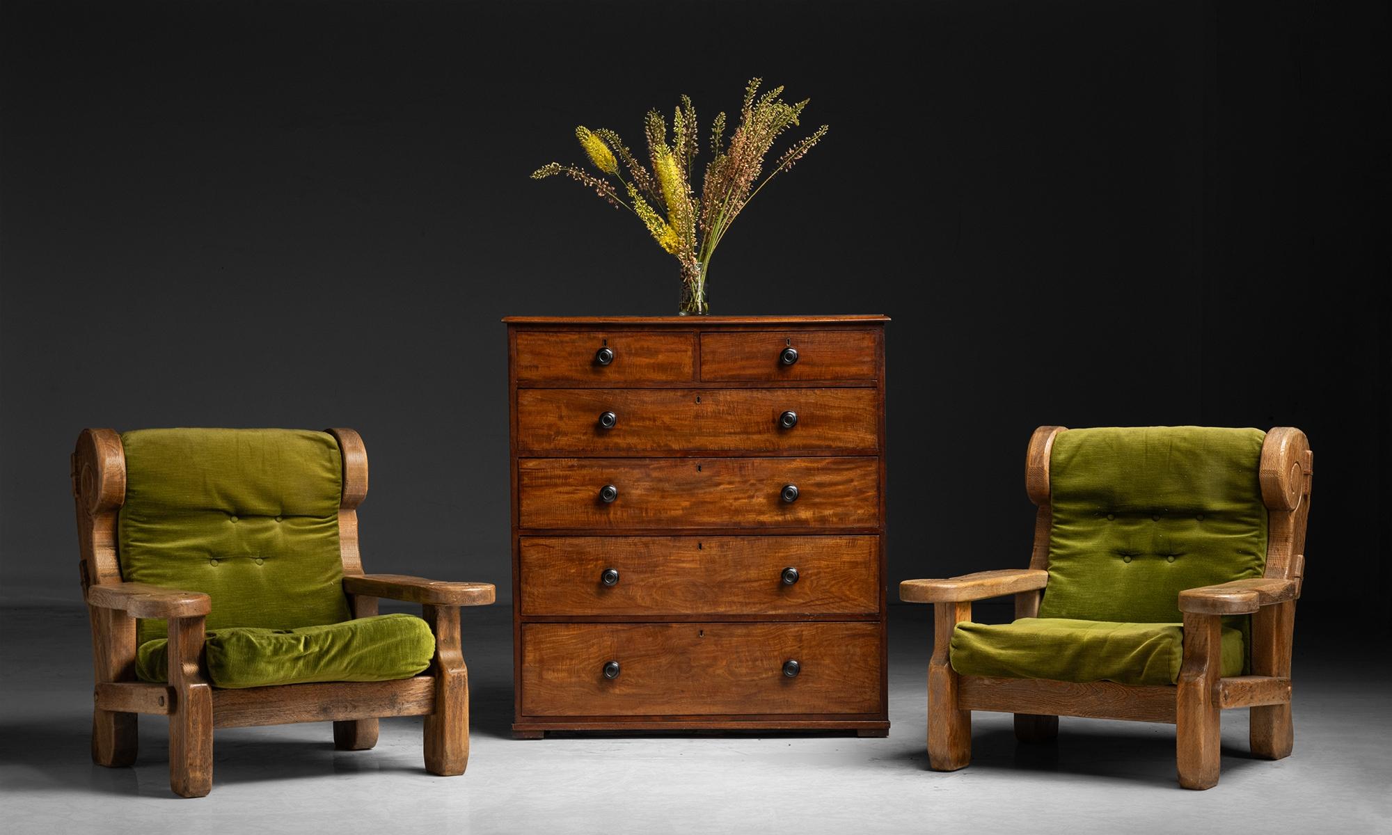 Oversized Oak Armchairs, France circa 1970 For Sale 3
