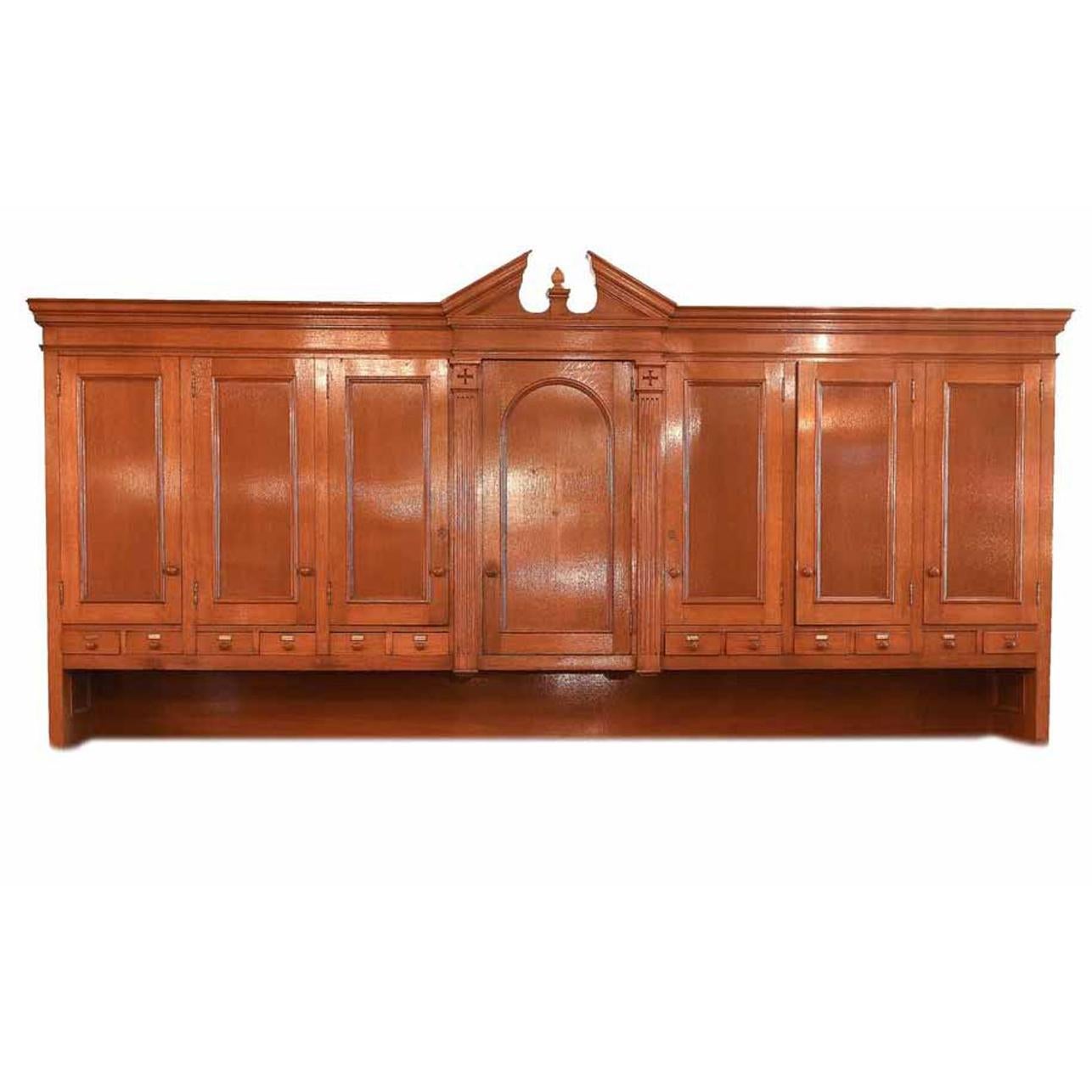 American Craftsman Over-Sized Oak Vestment Top Cabinet For Sale