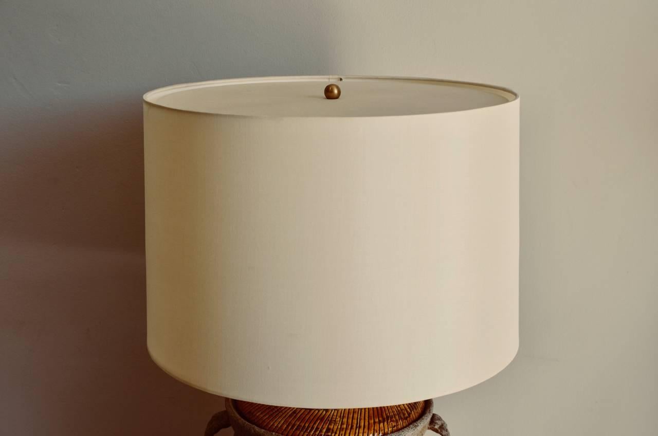 Italian Oversized Ochre Glazed Ceramic Urn Lamp
