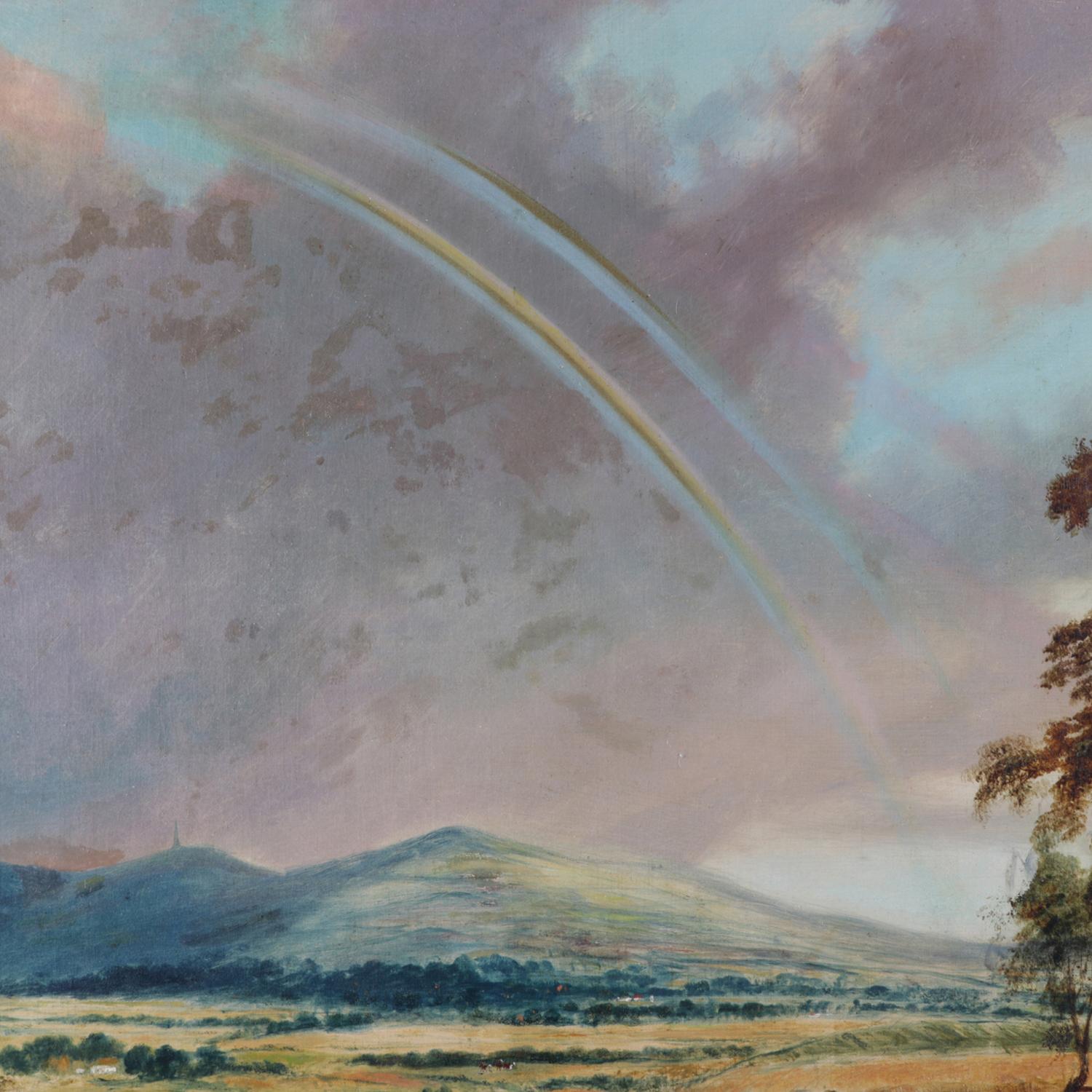 Oversized Oil on Canvas Hudson River School Rainbow Landscape Painting 3