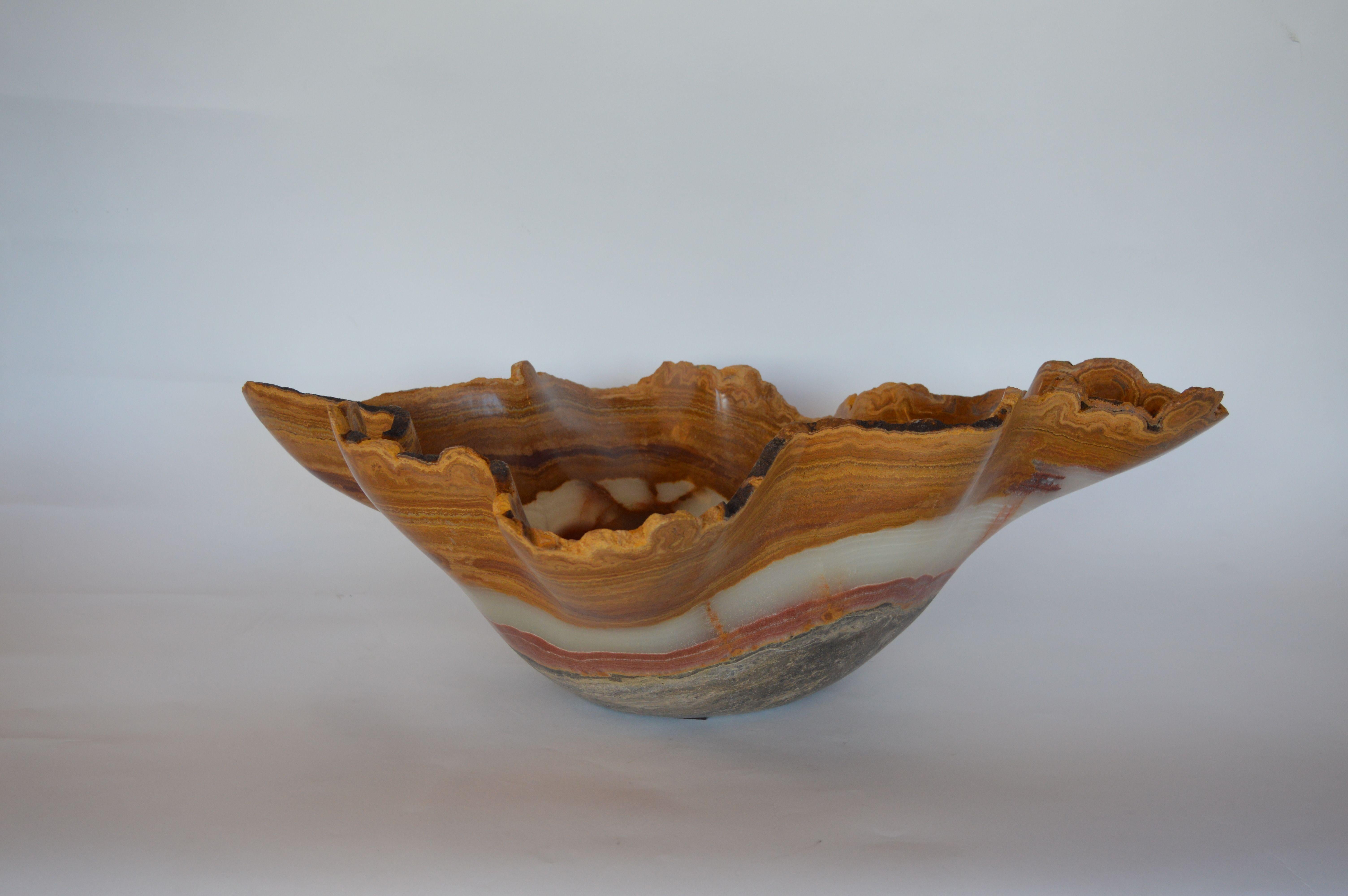 Oversized Onyx Center Bowl, USA, c.1980s In Good Condition For Sale In Los Angeles, CA