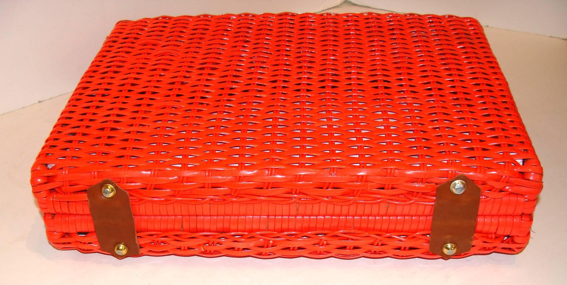 Red Large Architectural Orange Rectangular Structured Vintage Purse  SPRING For Sale