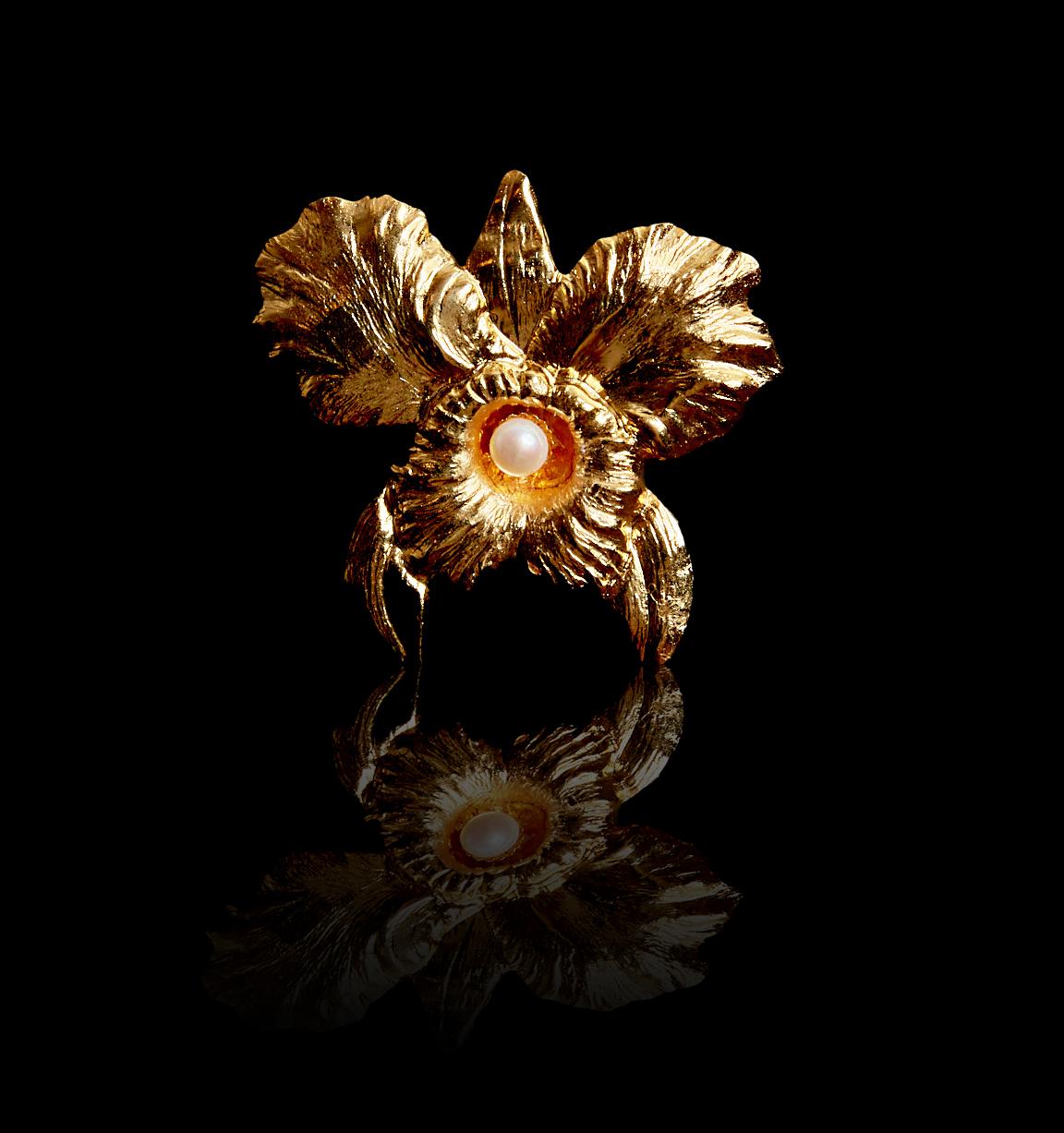 Oversized Orchid Ring In New Condition For Sale In Miami Beach, FL