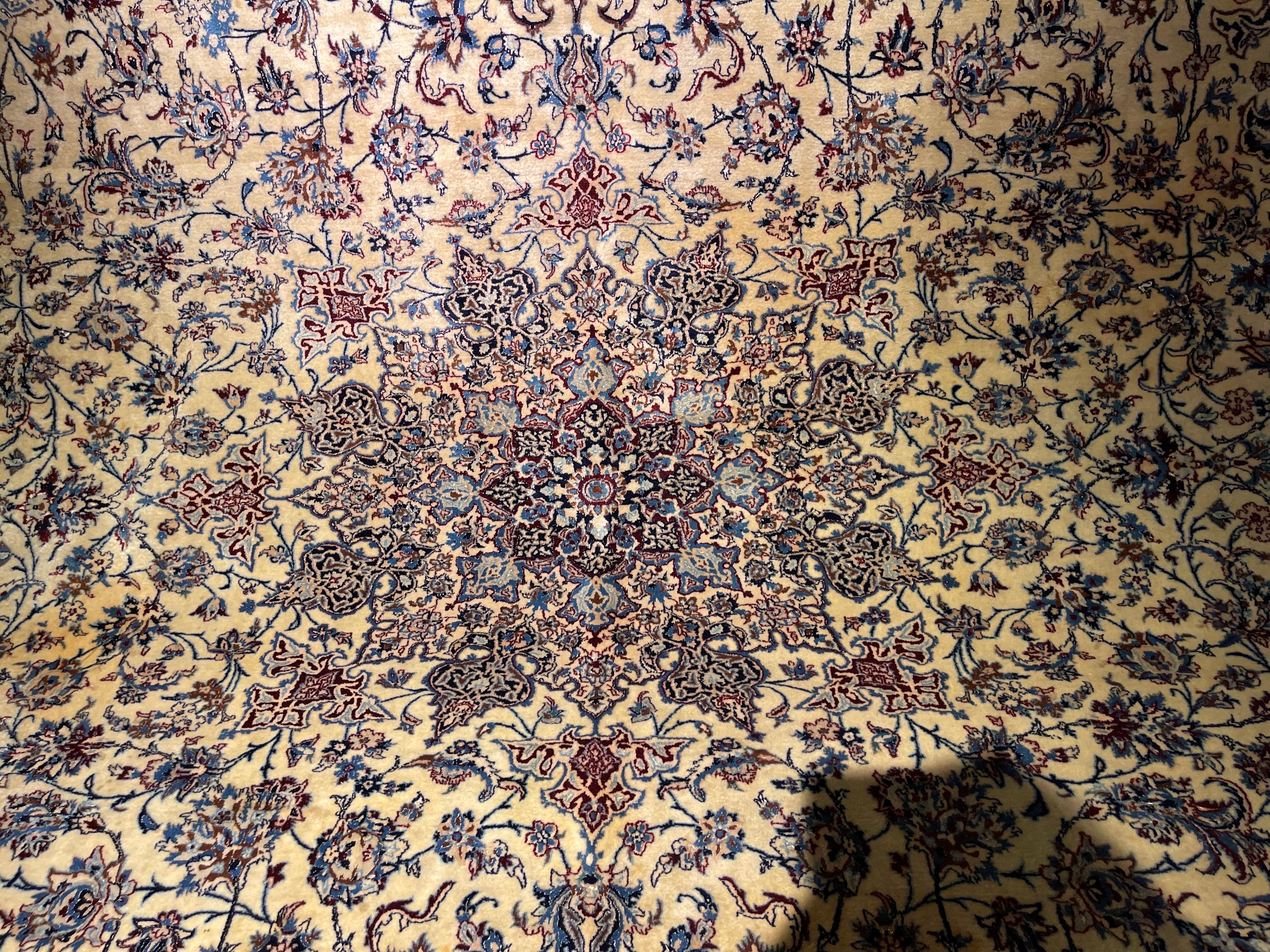 Unknown Oversized oriental rug Nain cork wool with silk, 20th century For Sale