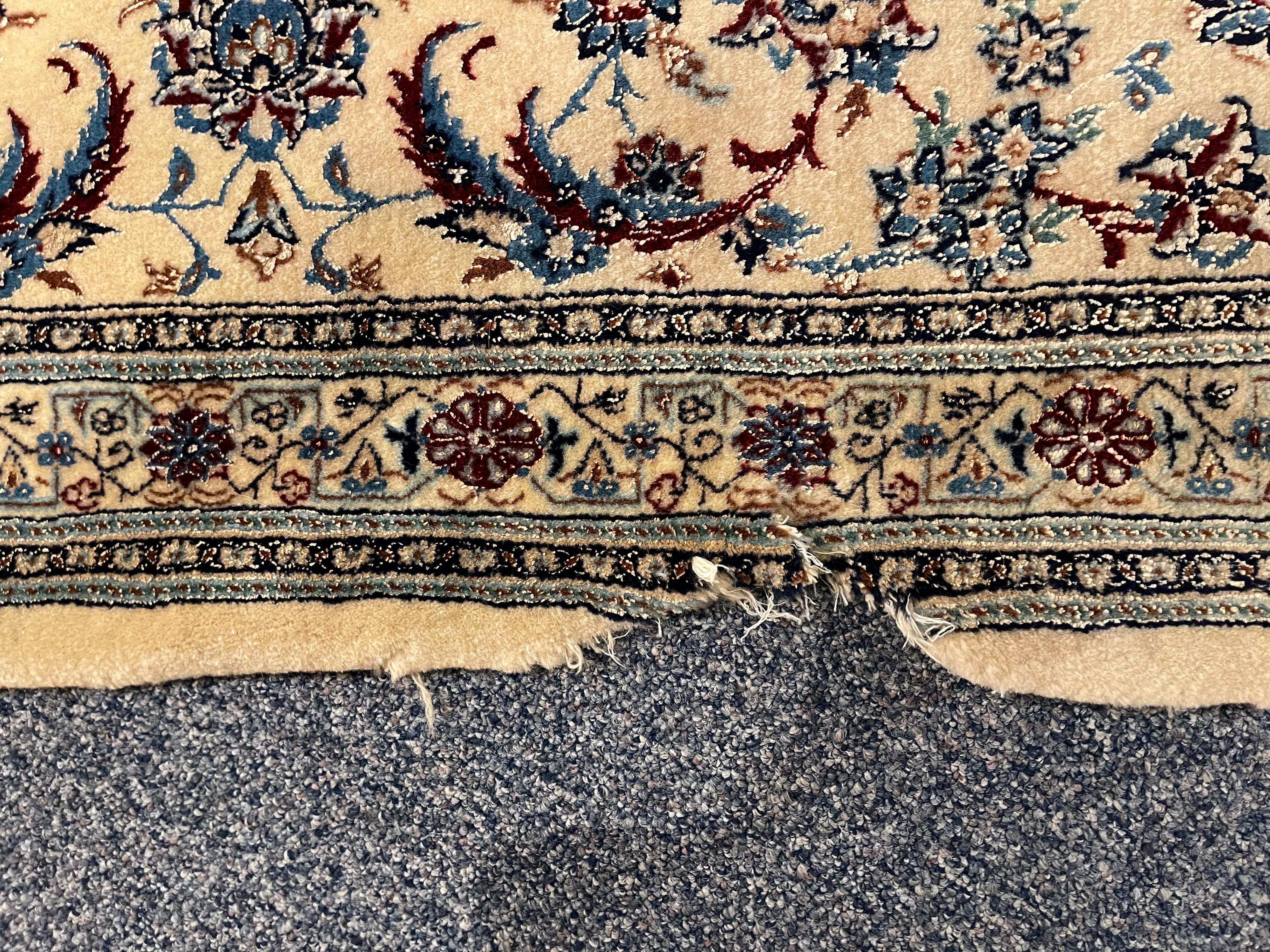 Oversized oriental rug Nain cork wool with silk, 20th century 1