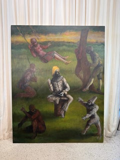 Oversized Original Juan Laredo Oil on Canvas "Harlequins"