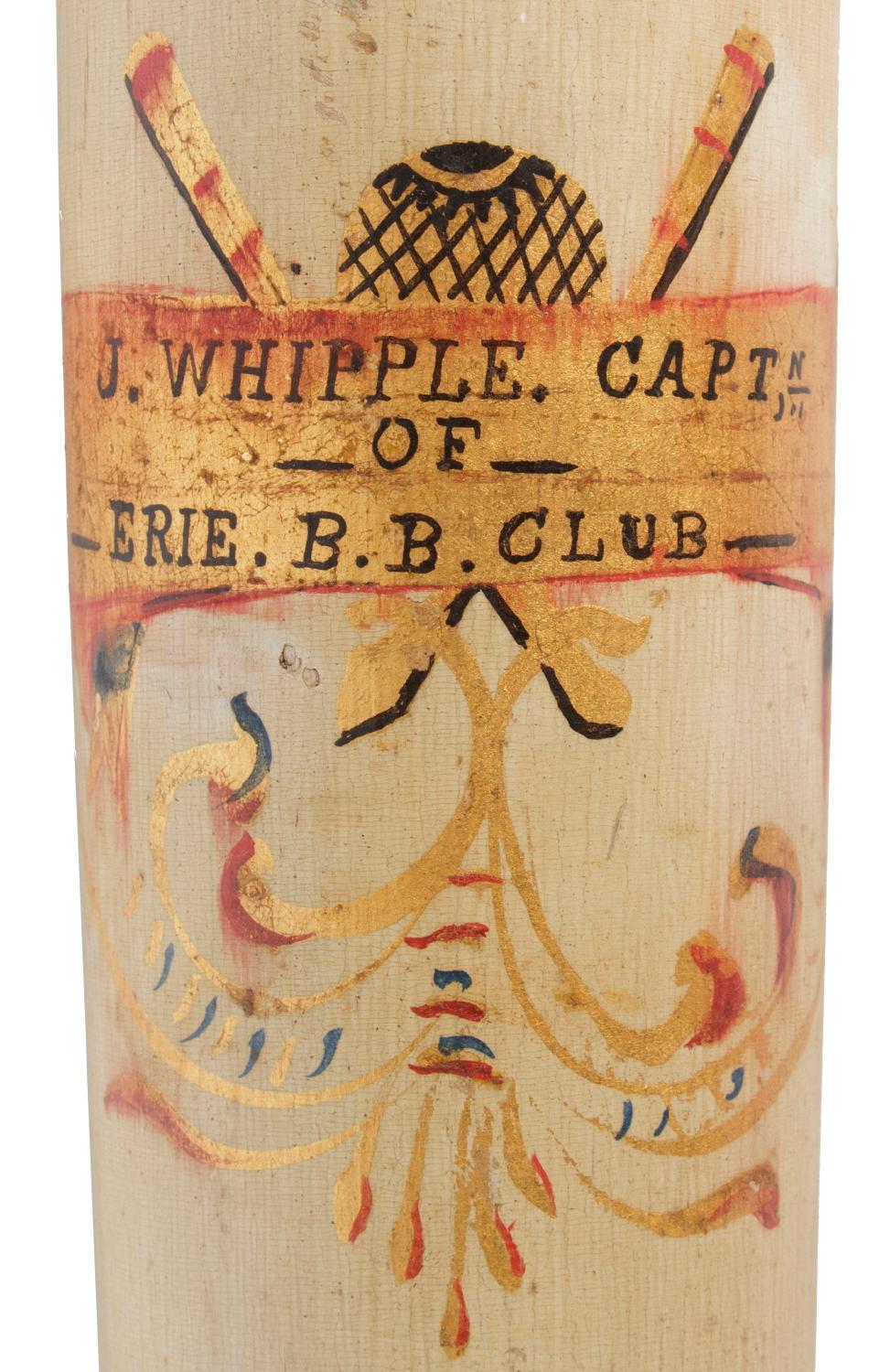 American Oversized, Paint-Decorated Baseball Bat Presented to J. Whipple For Sale