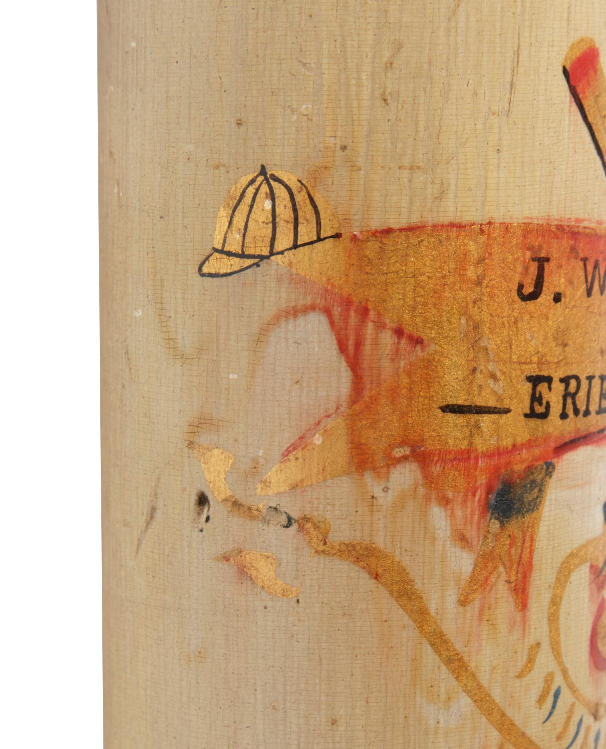 19th Century Oversized, Paint-Decorated Baseball Bat Presented to J. Whipple