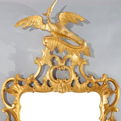 Oversized Pair Chinese Chippendale Carvers Guild Figural Giltwood Mirrors 20th C