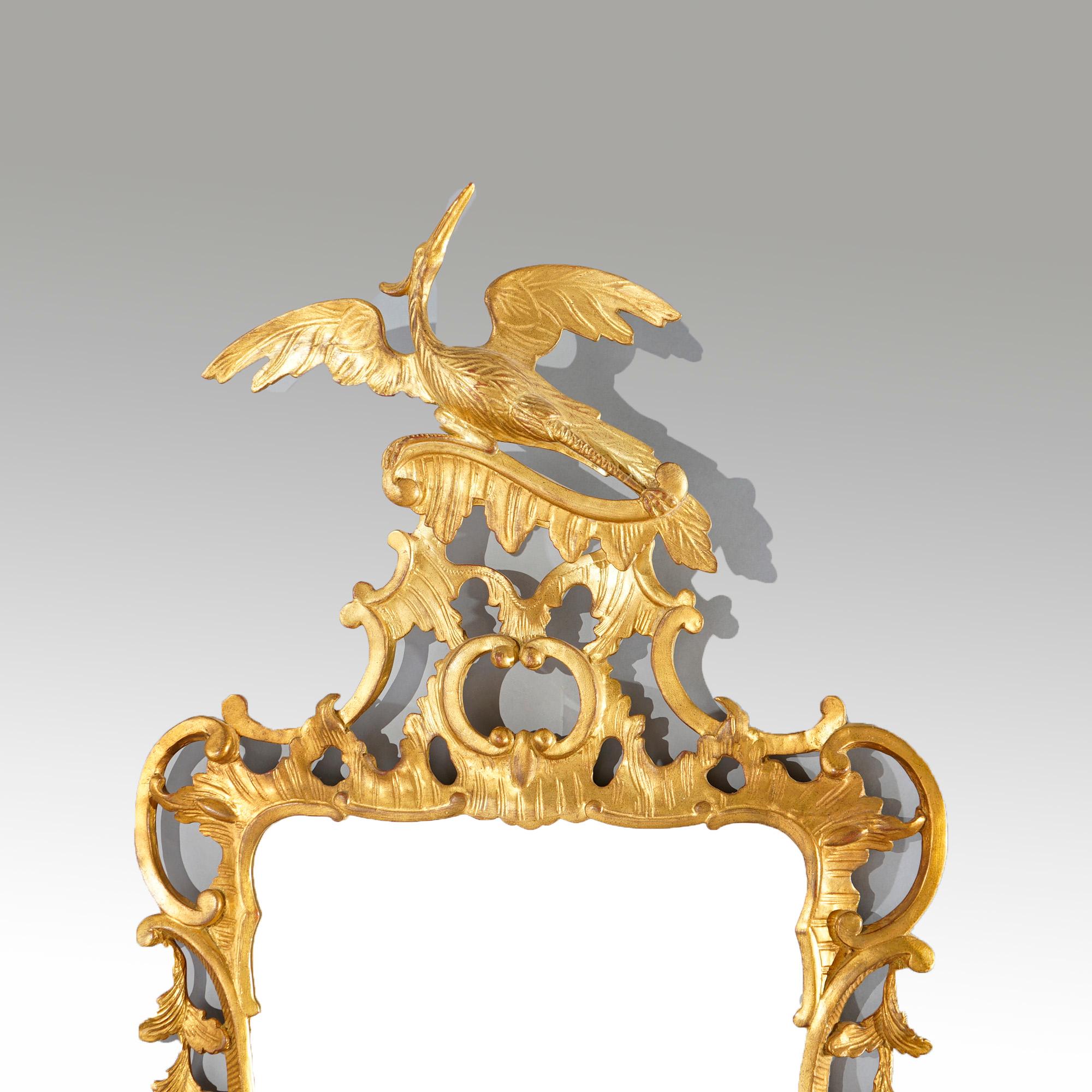Oversized Pair Chinese Chippendale Carvers Guild Figural Giltwood Mirrors 20th C In Good Condition In Big Flats, NY