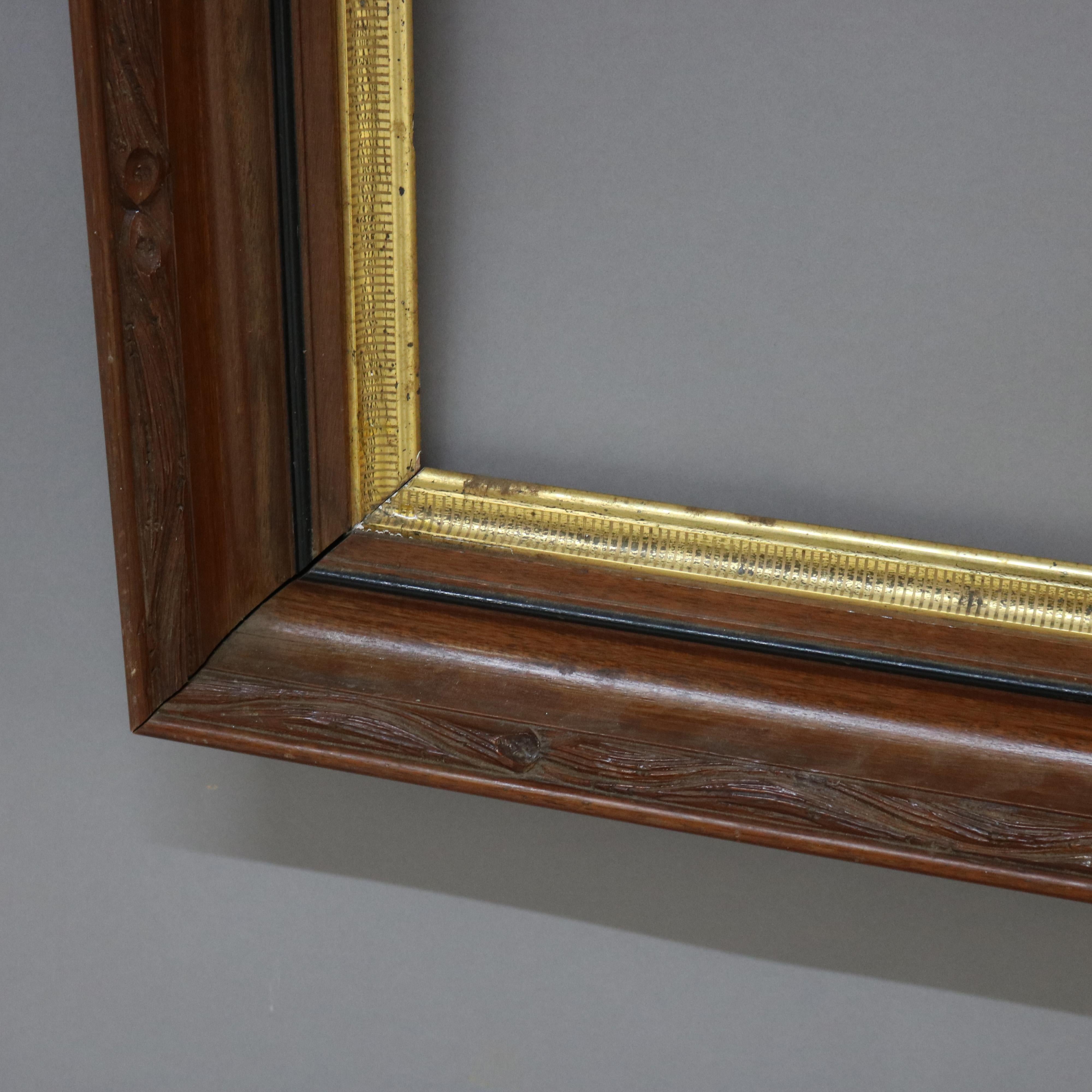 Pareja de Antiguos Marcos Victorianos Ebonizados y Parcelados de Nogal Dorado C1900 en venta 4