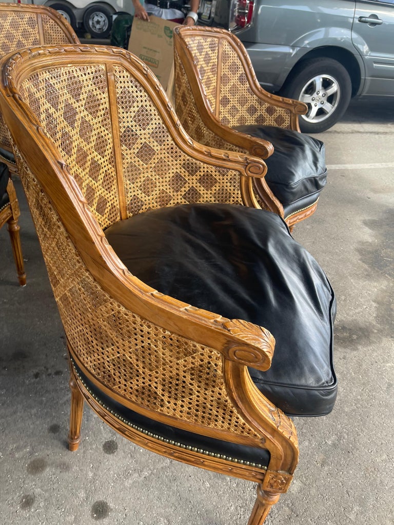 Cane Oversized Pair of Chairs For Sale