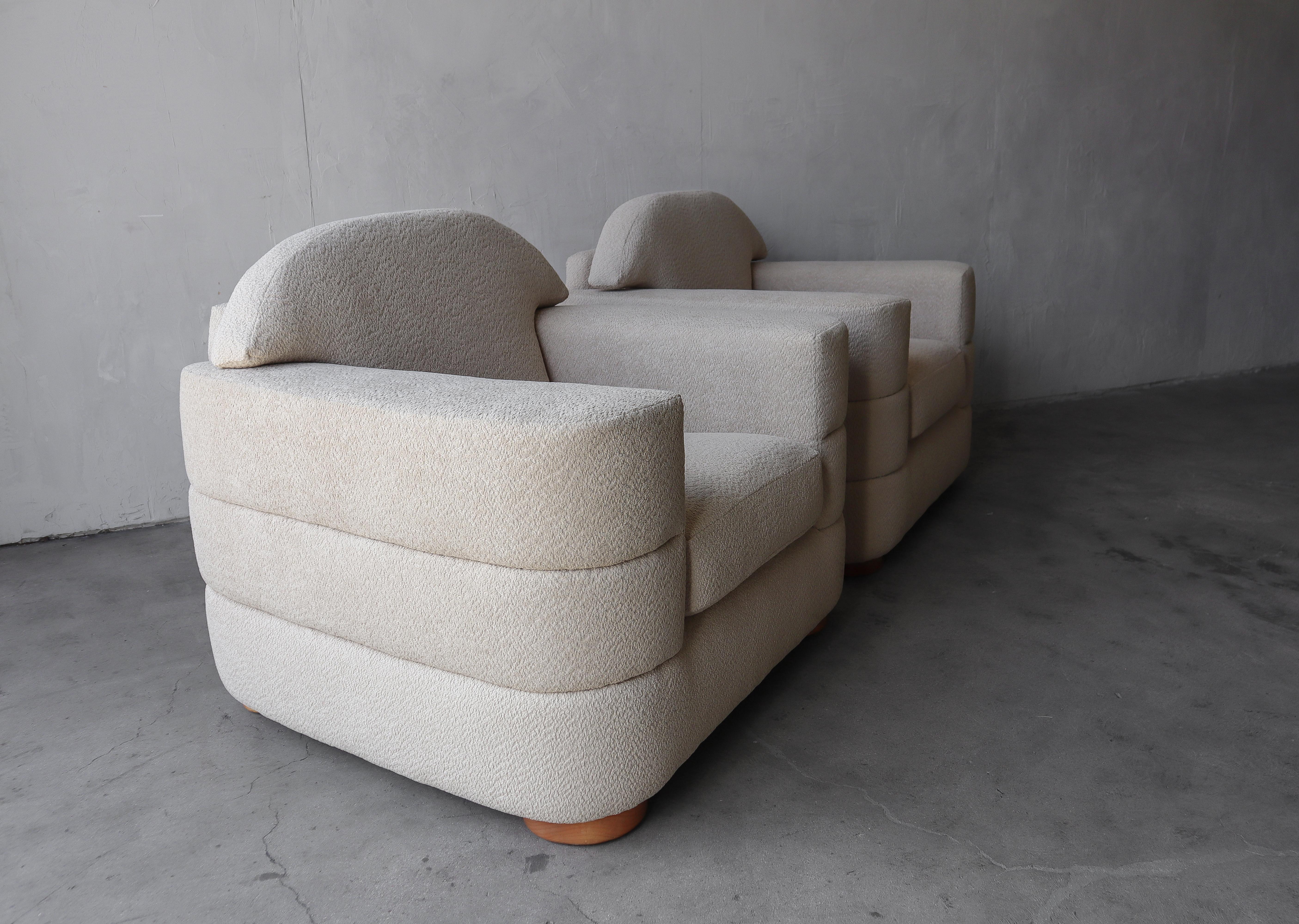 Oversized Pair of Channeled Lounge Chairs For Sale 2