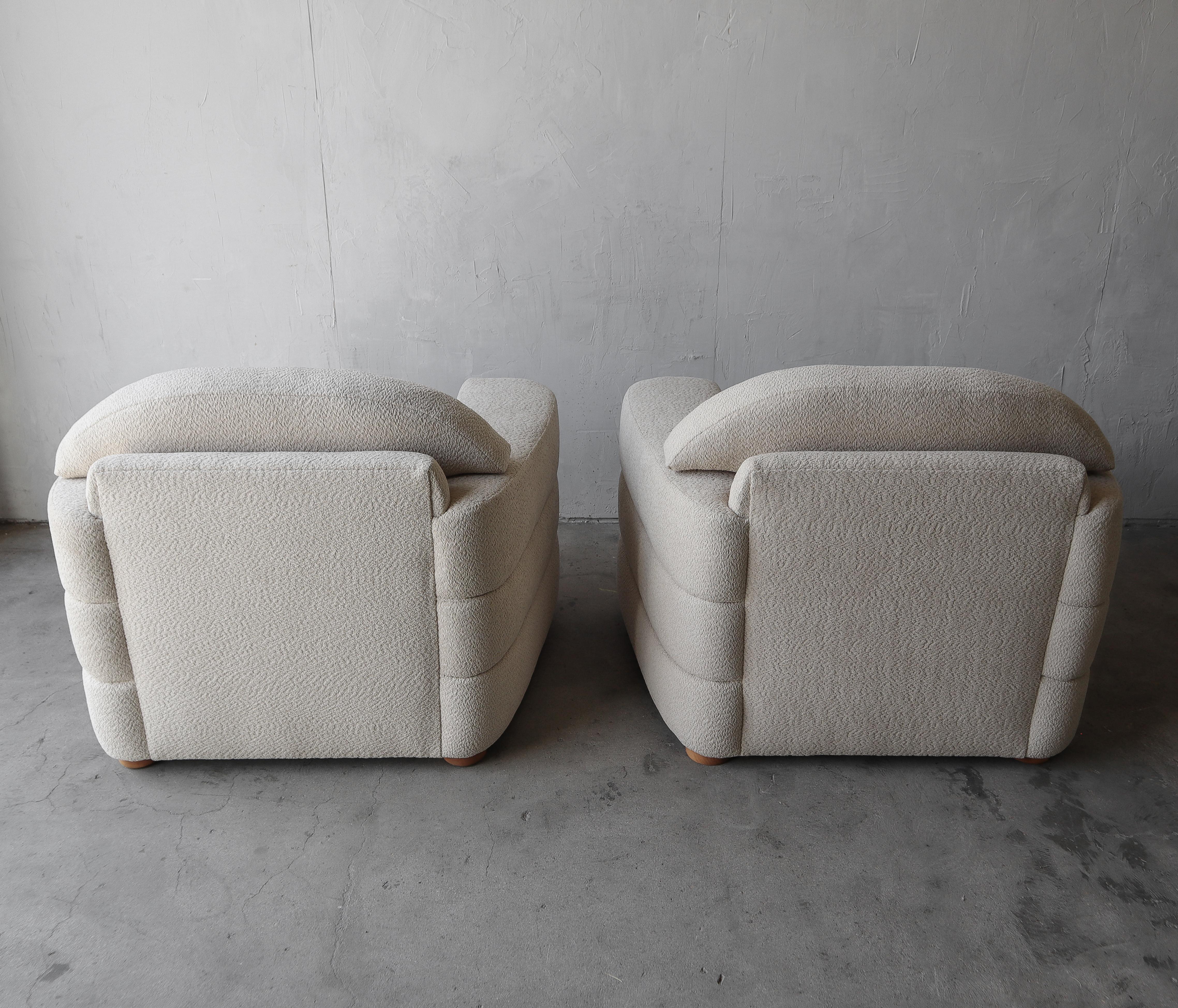 Oversized Pair of Channeled Lounge Chairs For Sale 3