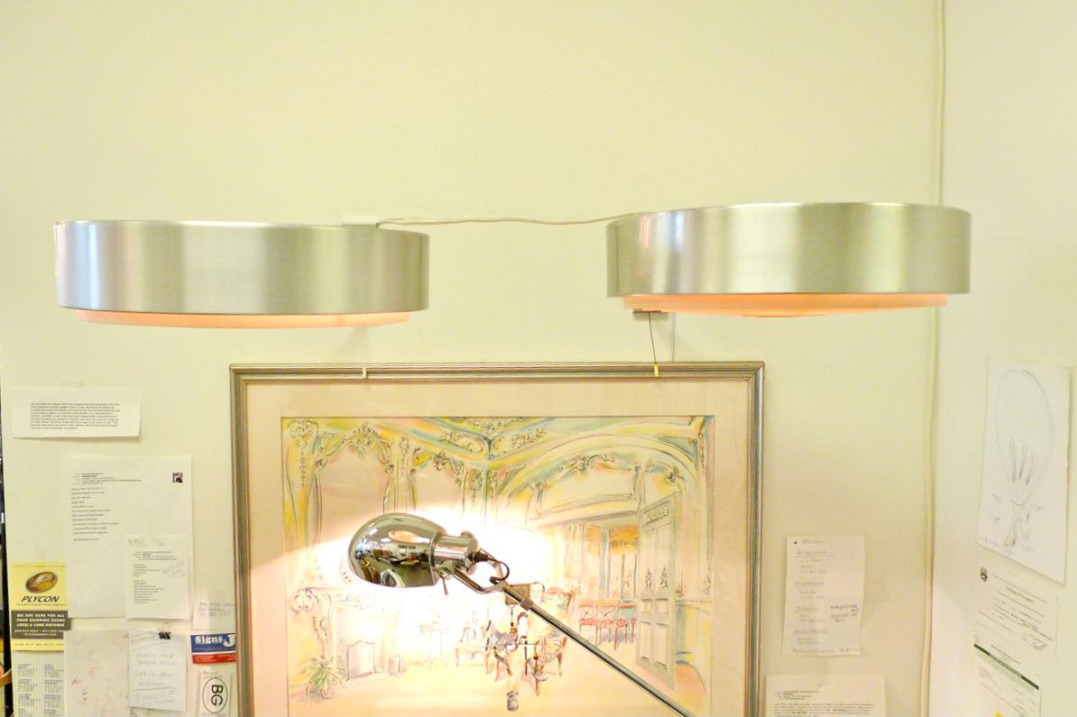 Mid-Century Modern Oversized Pair of French Inox and Chrome Swing Arm Sconces