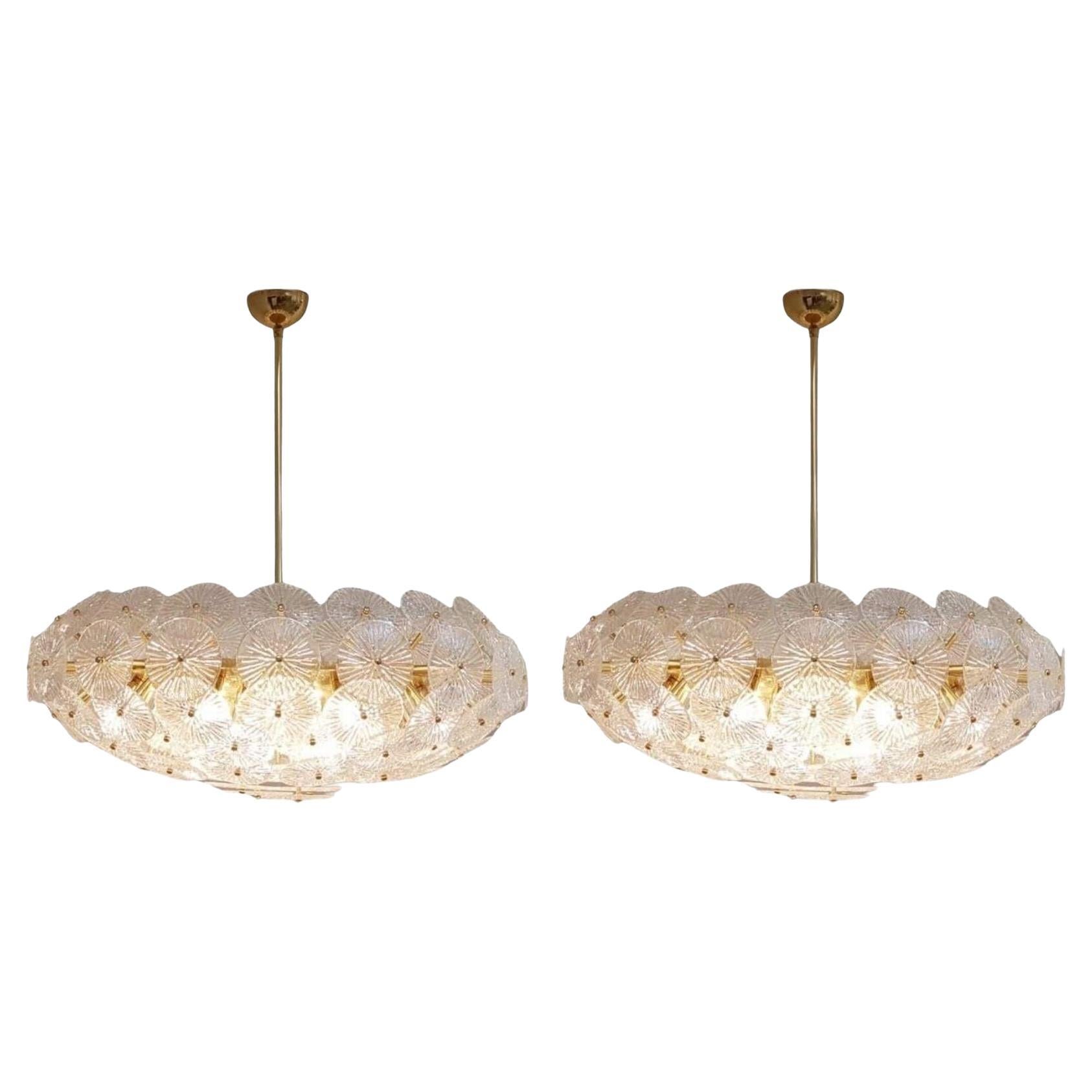 Coppia di lampadari Loto oversize, anni '70. in vendita