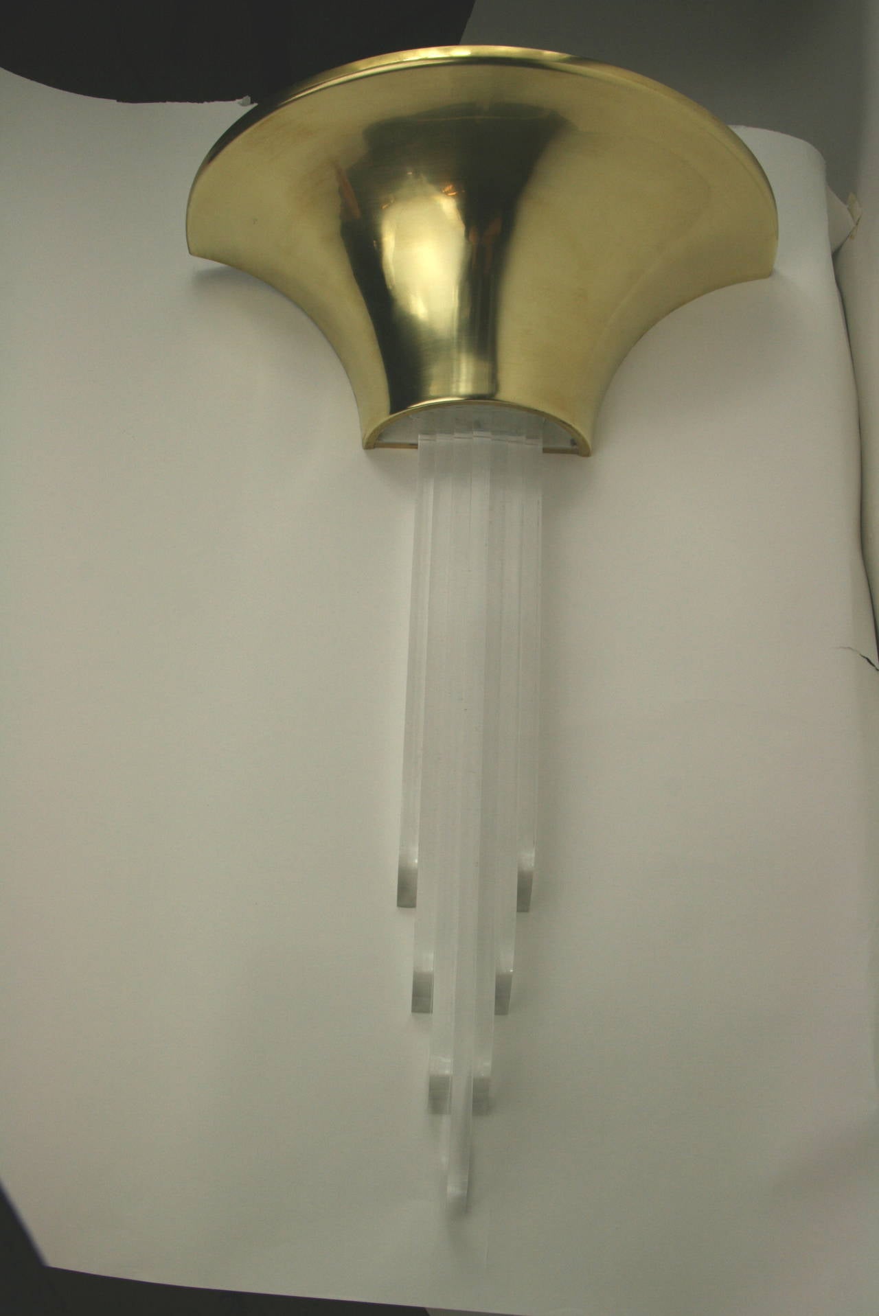Brass Oversized Pair of Midcentury Wall Sconces, Two Pair Available
