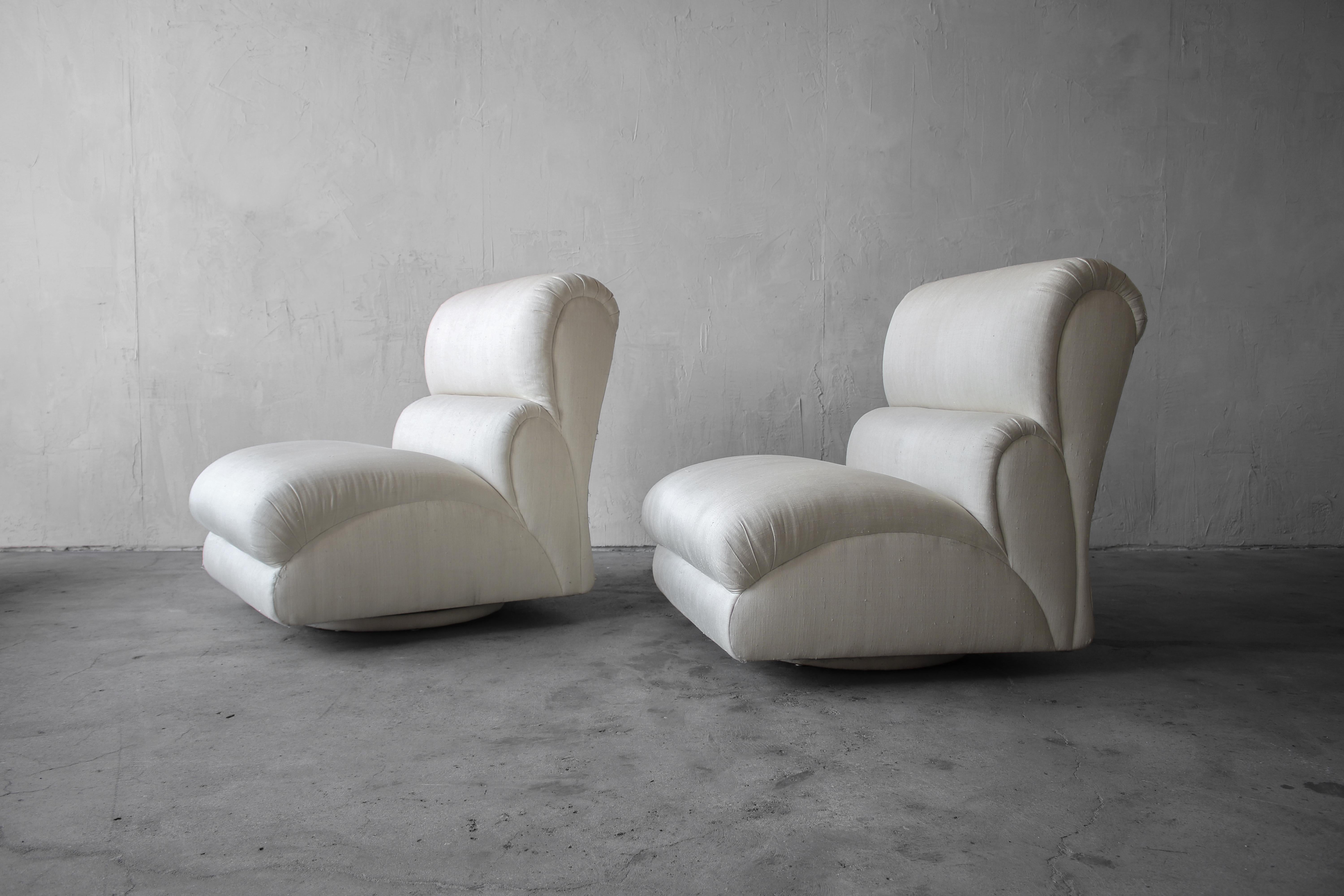 Post-Modern Oversized Pair of Post Modern Rocking Swivel Chairs