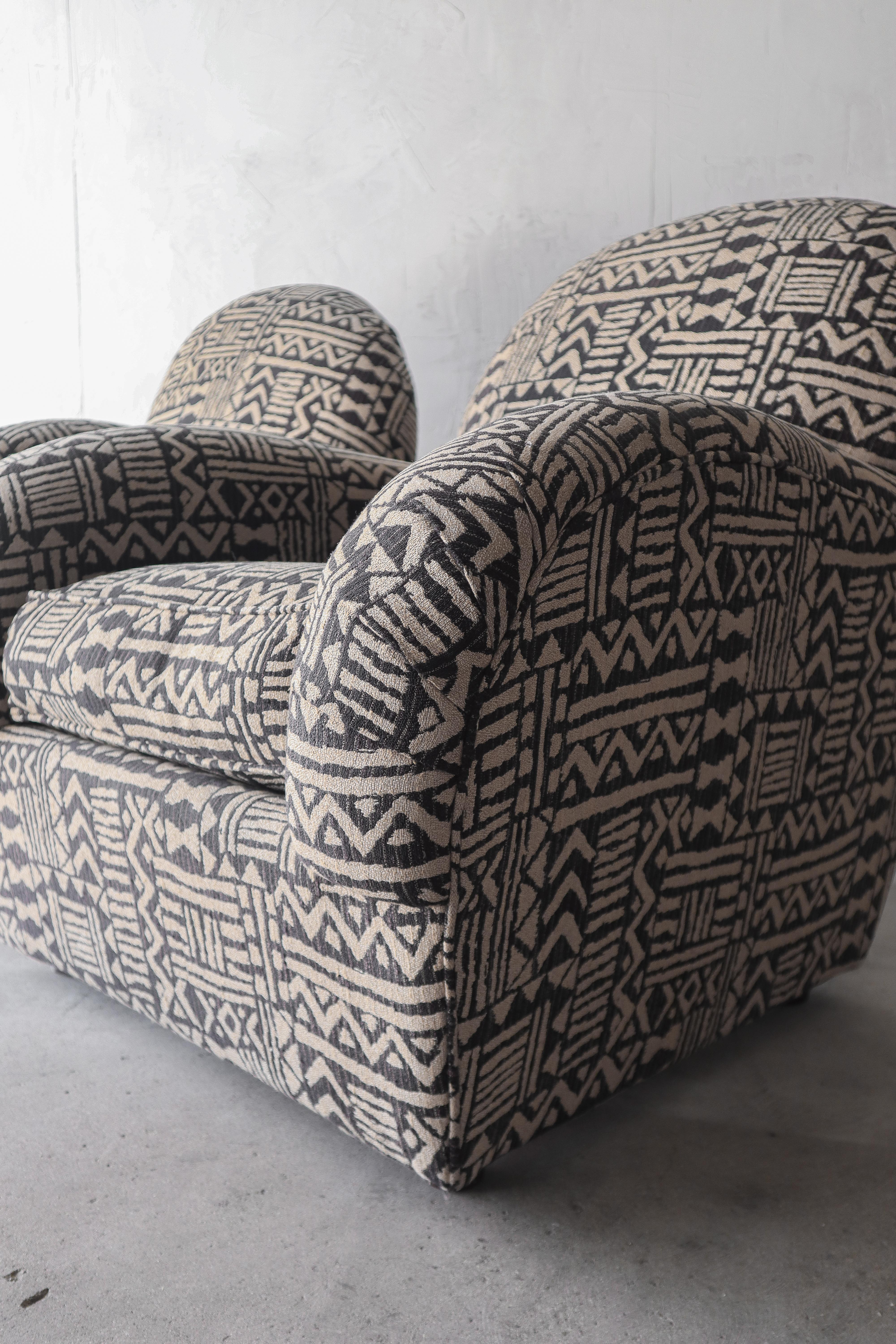 Oversized Pair of Postmodern Lounge Chairs 2