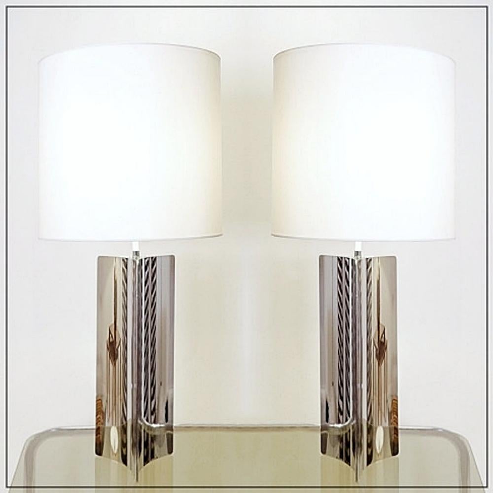 Oversized pair of table lamps in the Willy Rizzo style - 1970s For Sale 3