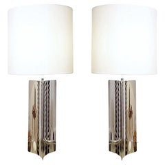 Oversized pair of table lamps in the Willy Rizzo style - 1970s