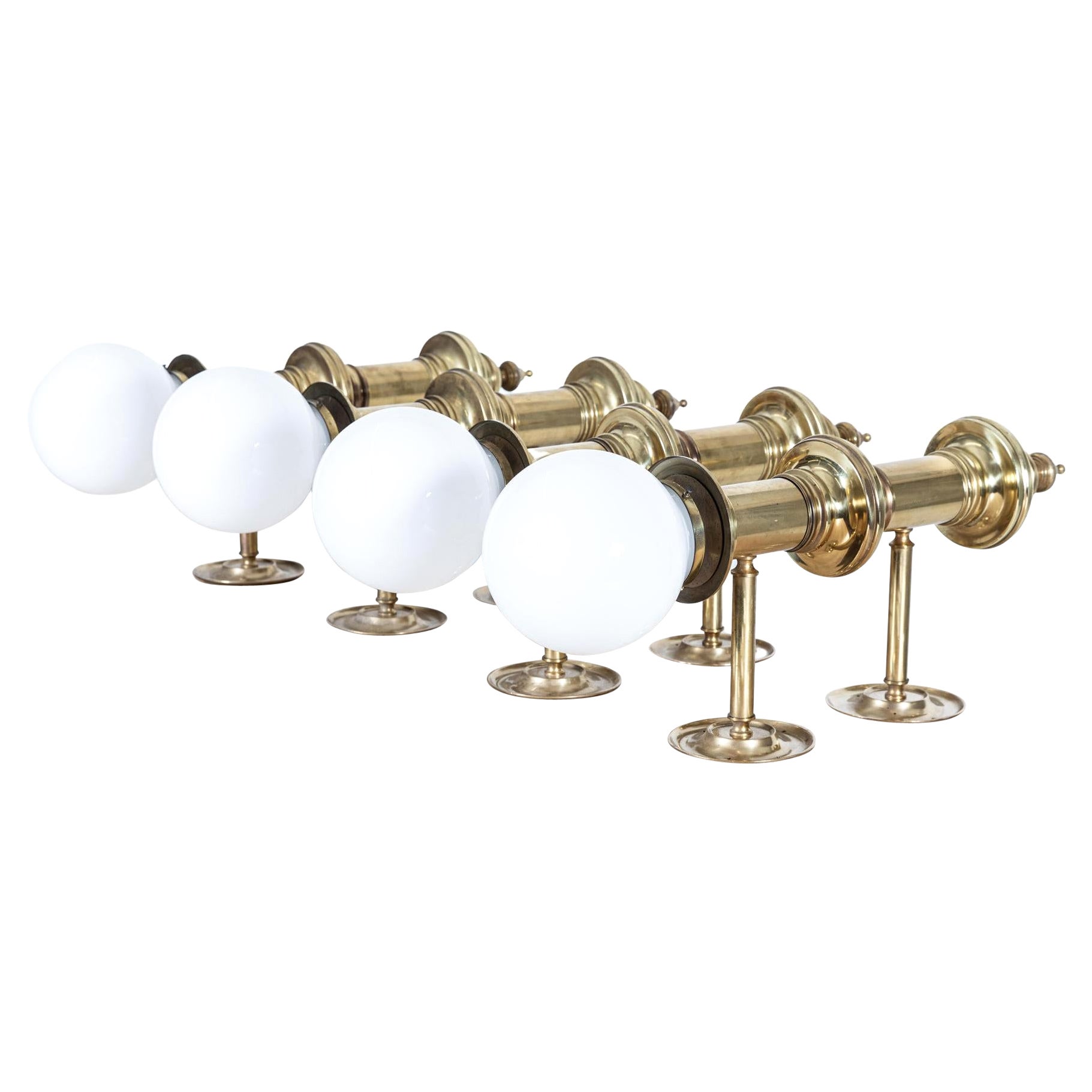 Oversized Parisian Brass & Opaline Wall Sconces