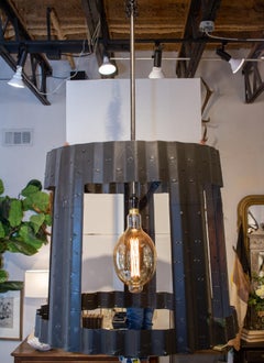 Oversized Pendant Chandelier Crafted from Vintage Aircraft Parts