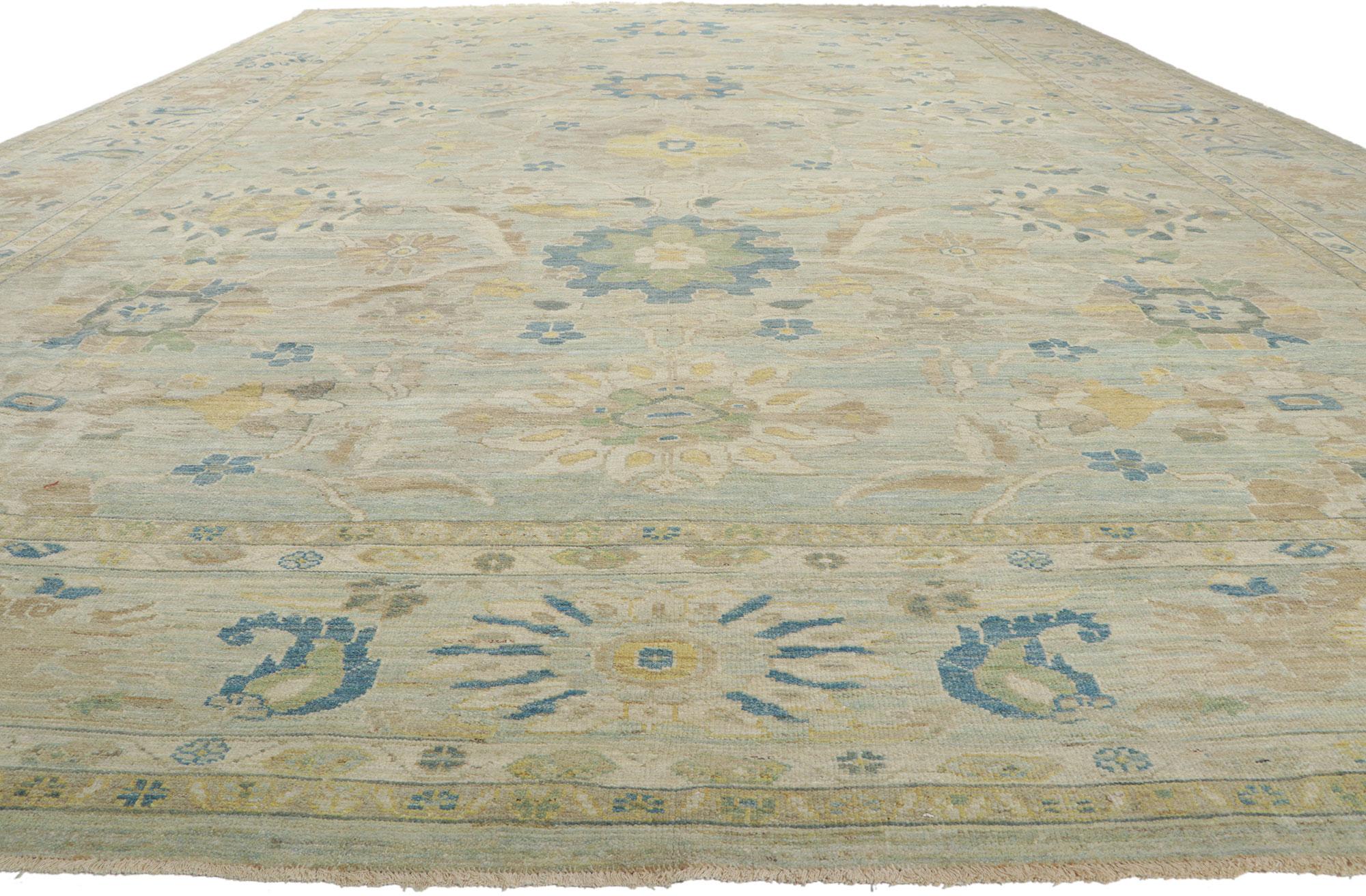 Hand-Knotted Oversized Persian Sultanabad Rug, Swedish Gustavian Meets Modern Style For Sale