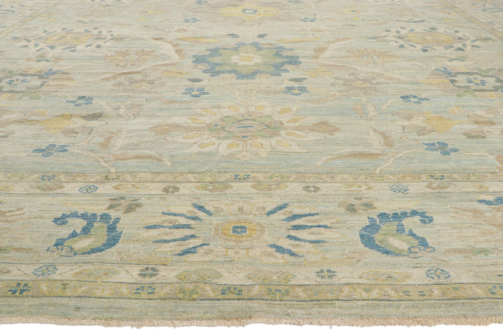 Wool Oversized Persian Sultanabad Rug, Swedish Gustavian Meets Modern Style For Sale