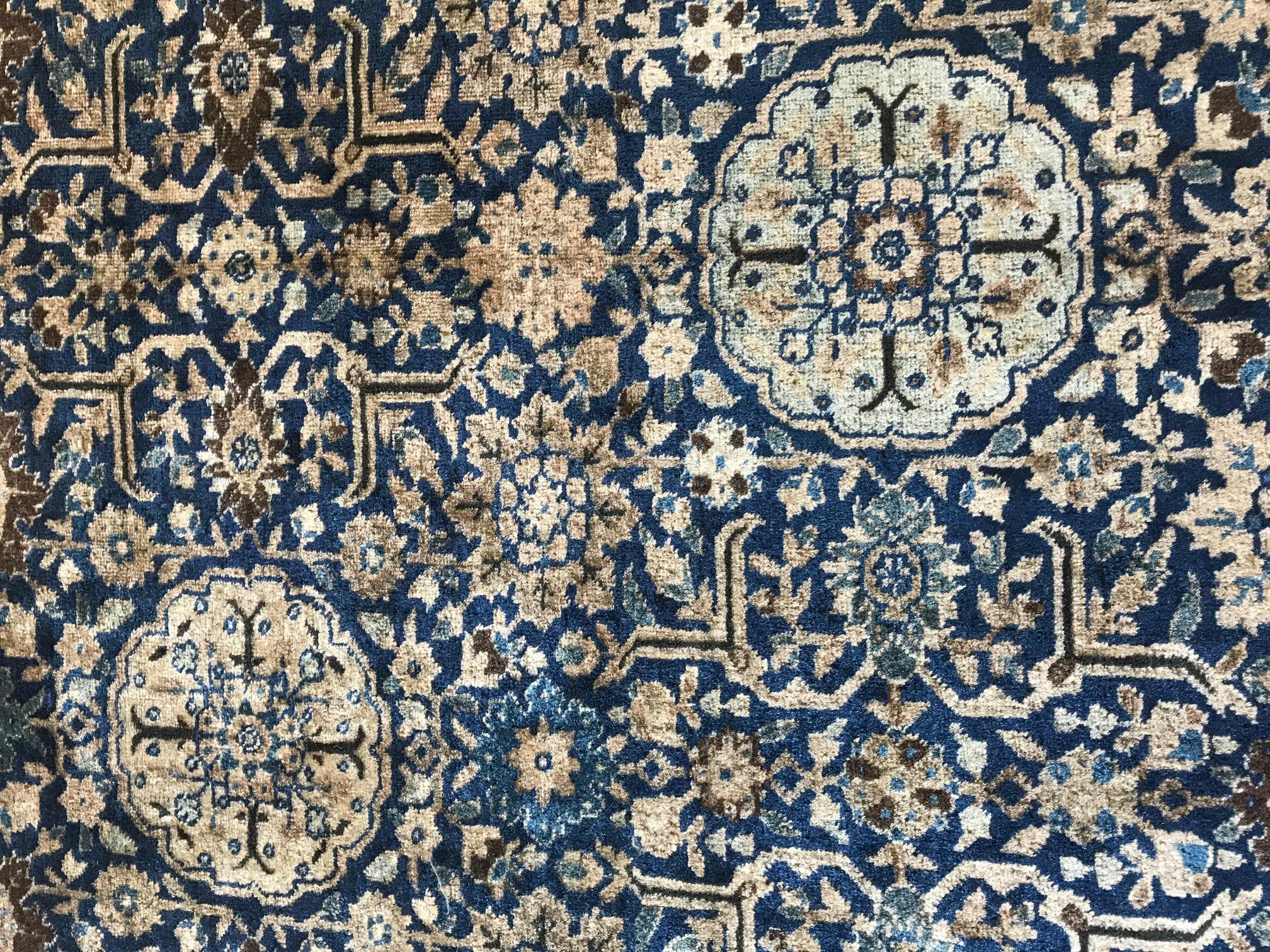 Oversized Persian Tabriz Blue, Beige Handmade Rug 'Size Adjusted'
Size: 15'0
