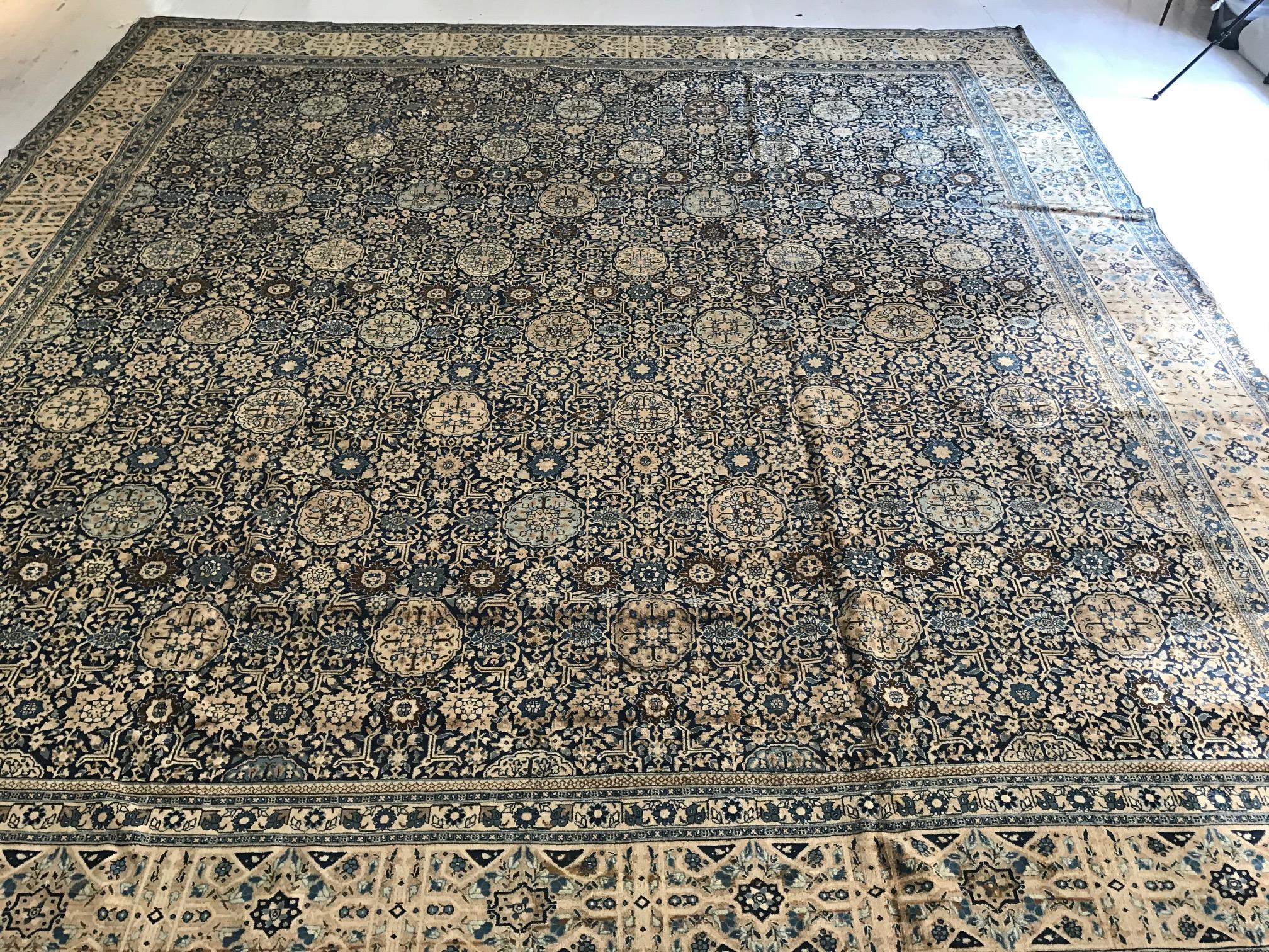 20th Century Oversized Persian Tabriz Handmade Rug Size Adjusted For Sale