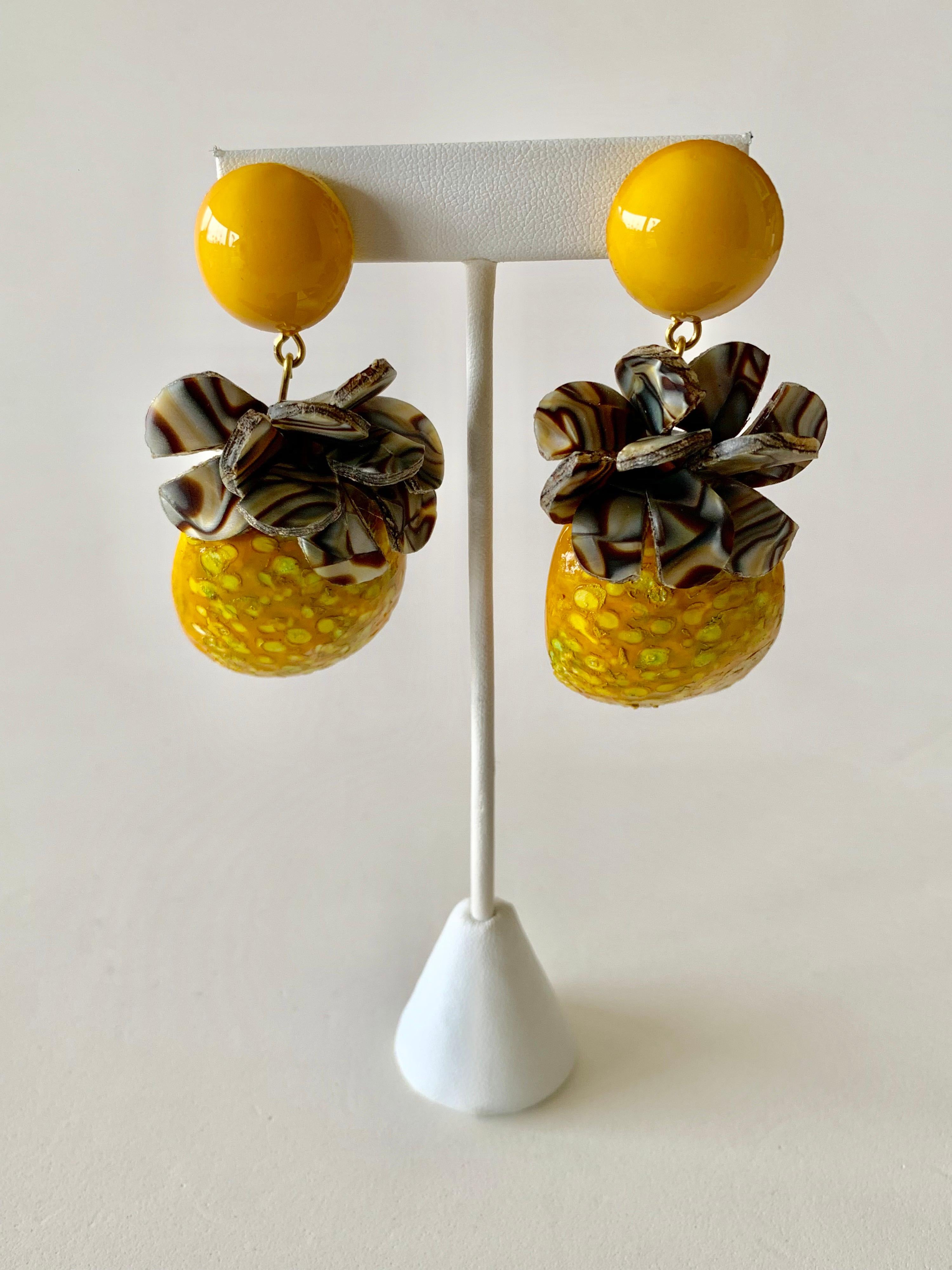 Oversized Pineapple Statement Earrings  1