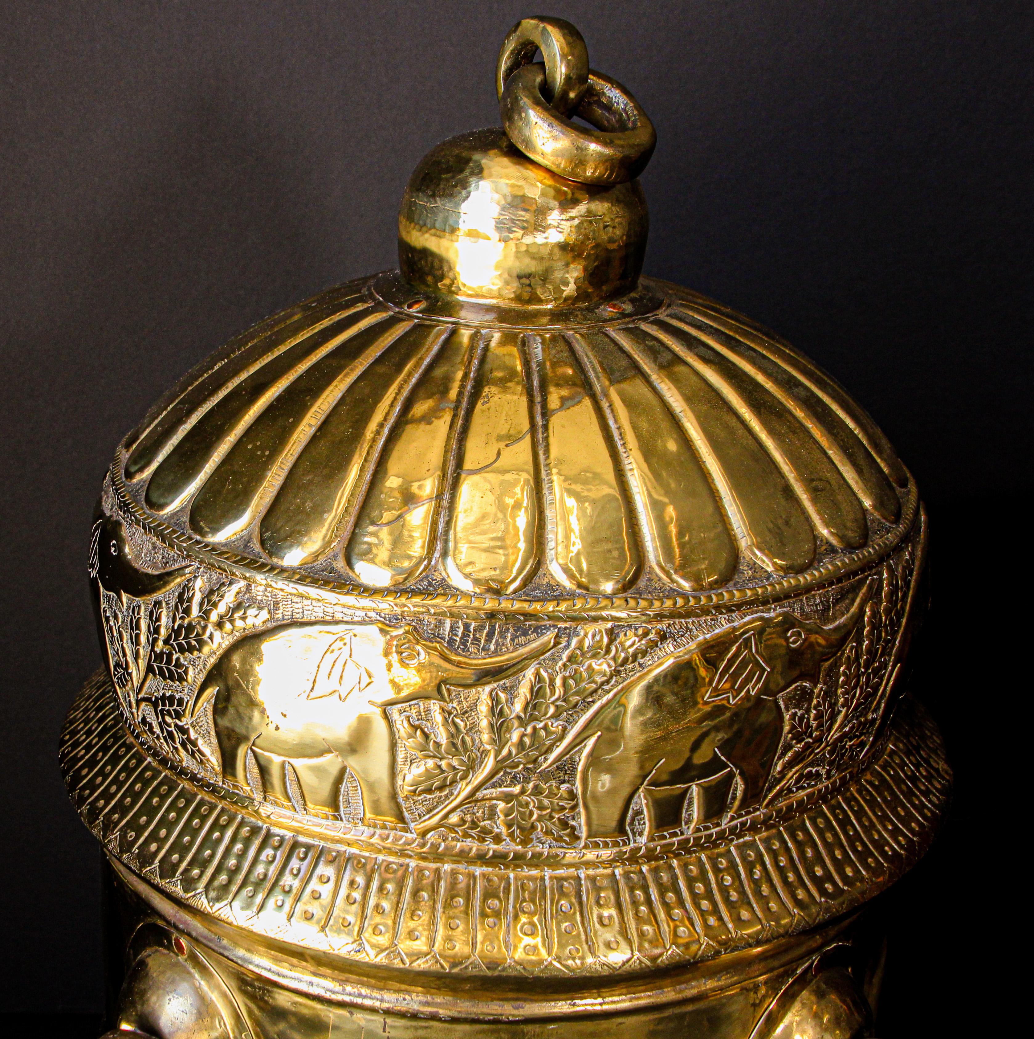 Oversized Antique Polished Brass Dablo Kathi Treasure Chest, West India 4