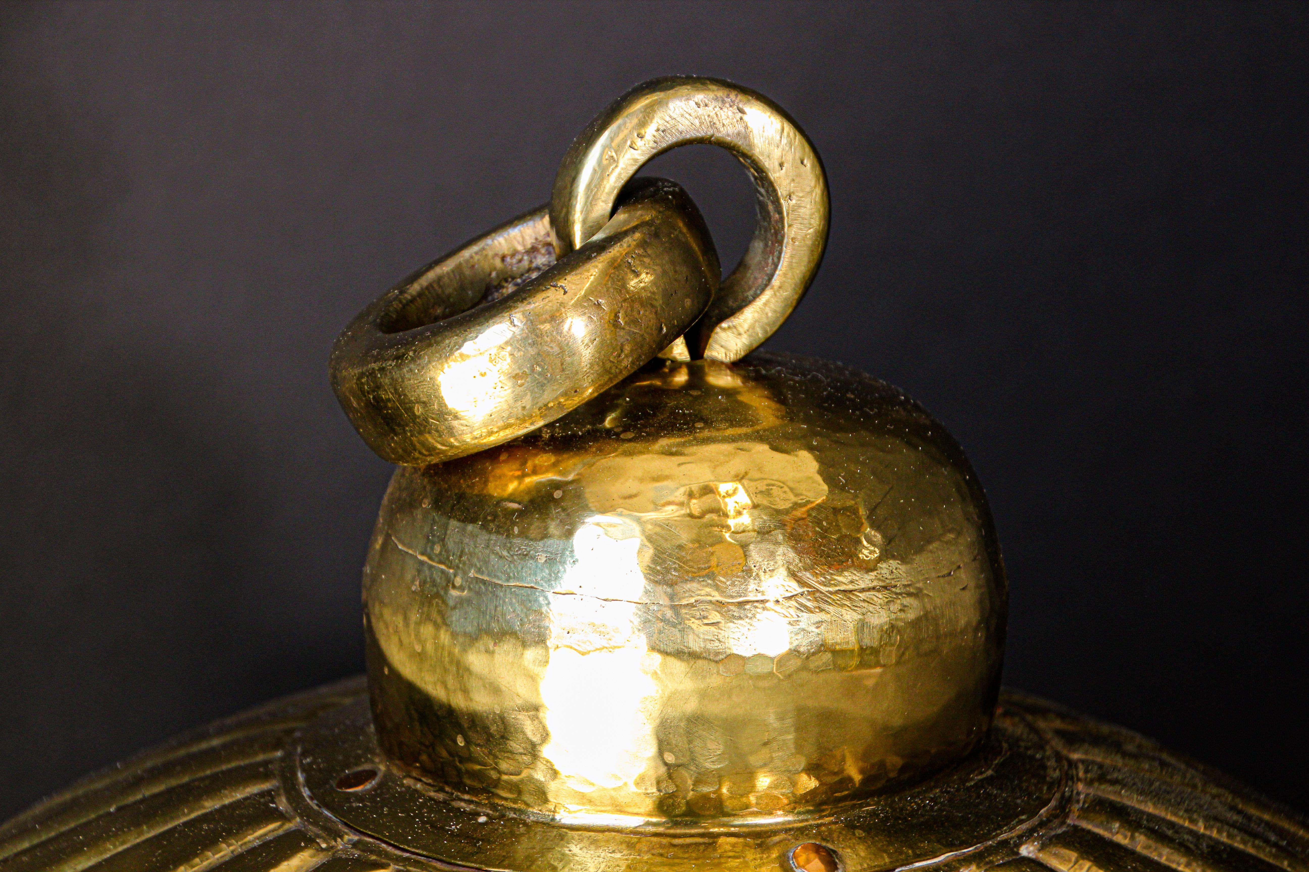 Oversized Antique Polished Brass Dablo Kathi Treasure Chest, West India 5