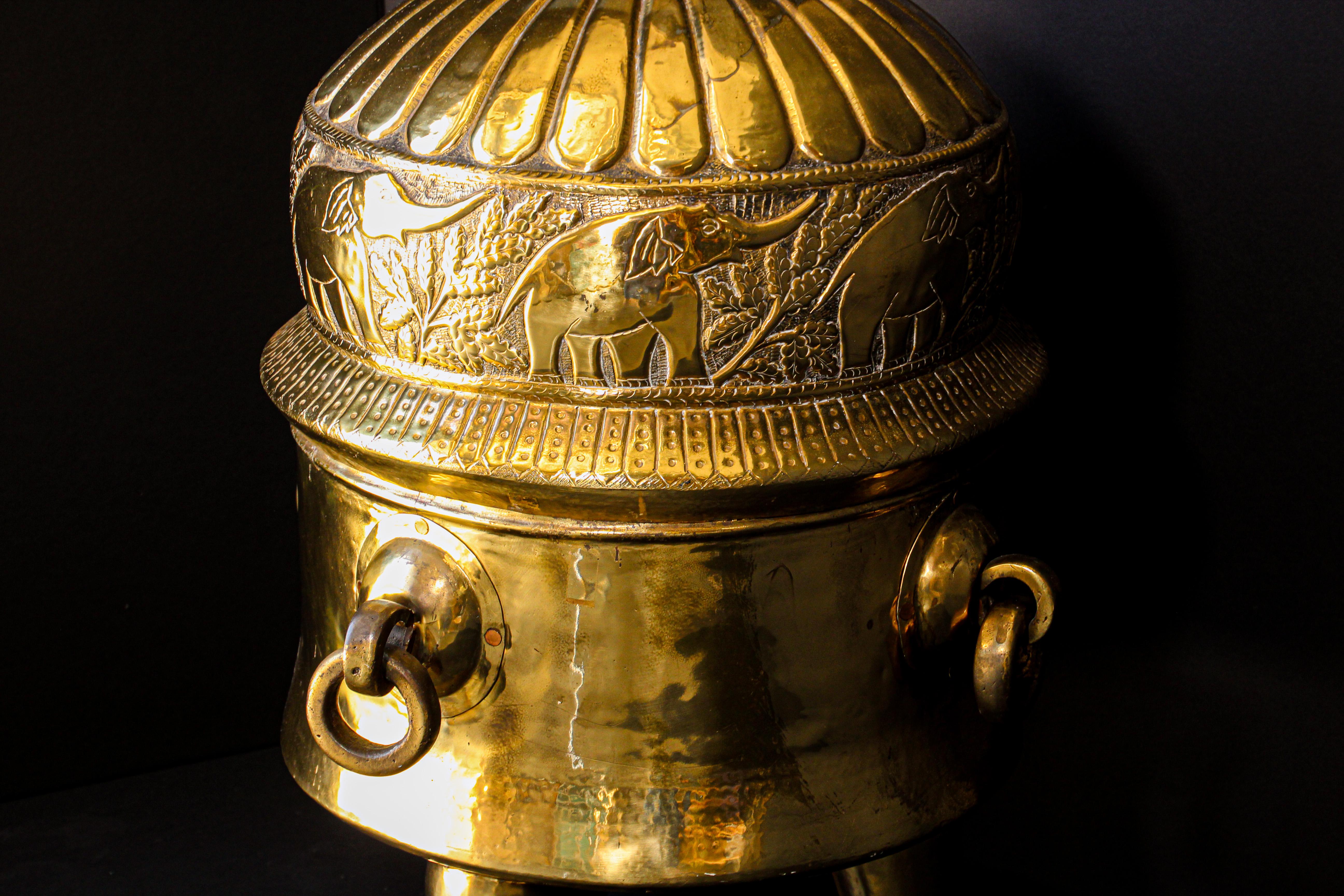 Oversized Antique Polished Brass Dablo Kathi Treasure Chest, West India 10