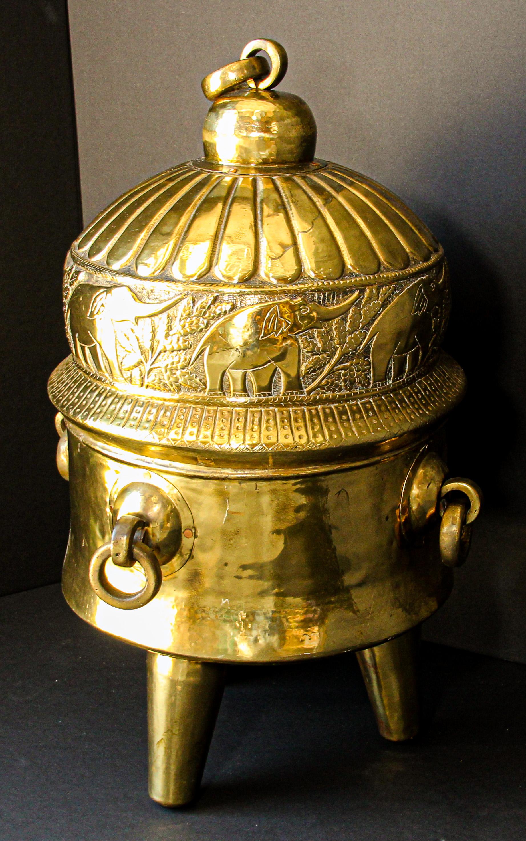 Agra Oversized Antique Polished Brass Dablo Kathi Treasure Chest, West India