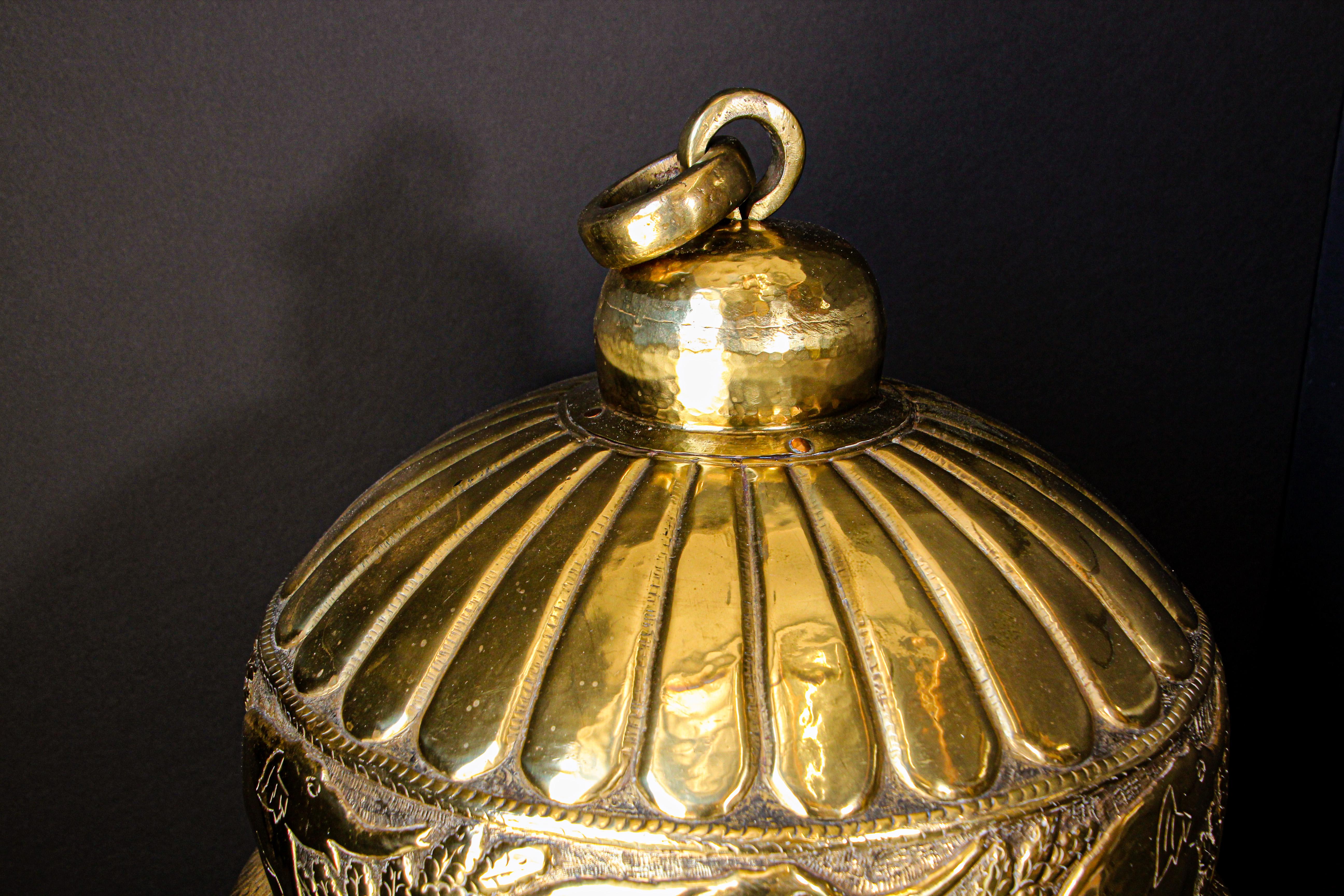 Oversized Antique Polished Brass Dablo Kathi Treasure Chest, West India 2