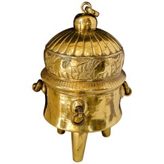 Oversized Antique Polished Brass Dablo Kathi Treasure Chest, West India