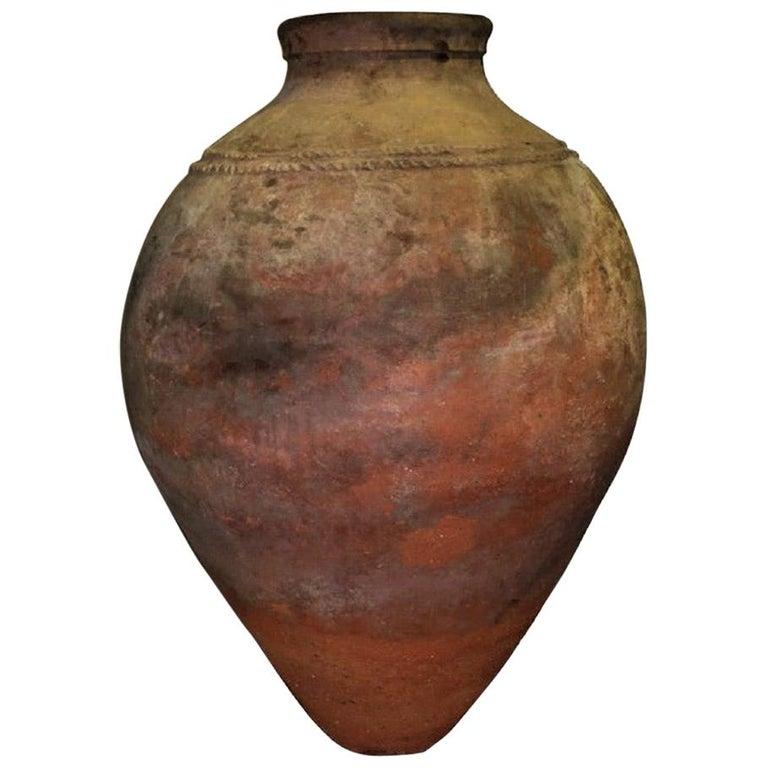 Hand-Crafted Oversized Portuguese Terracotta Olive Jar or Garden Urn, 18th Century For Sale