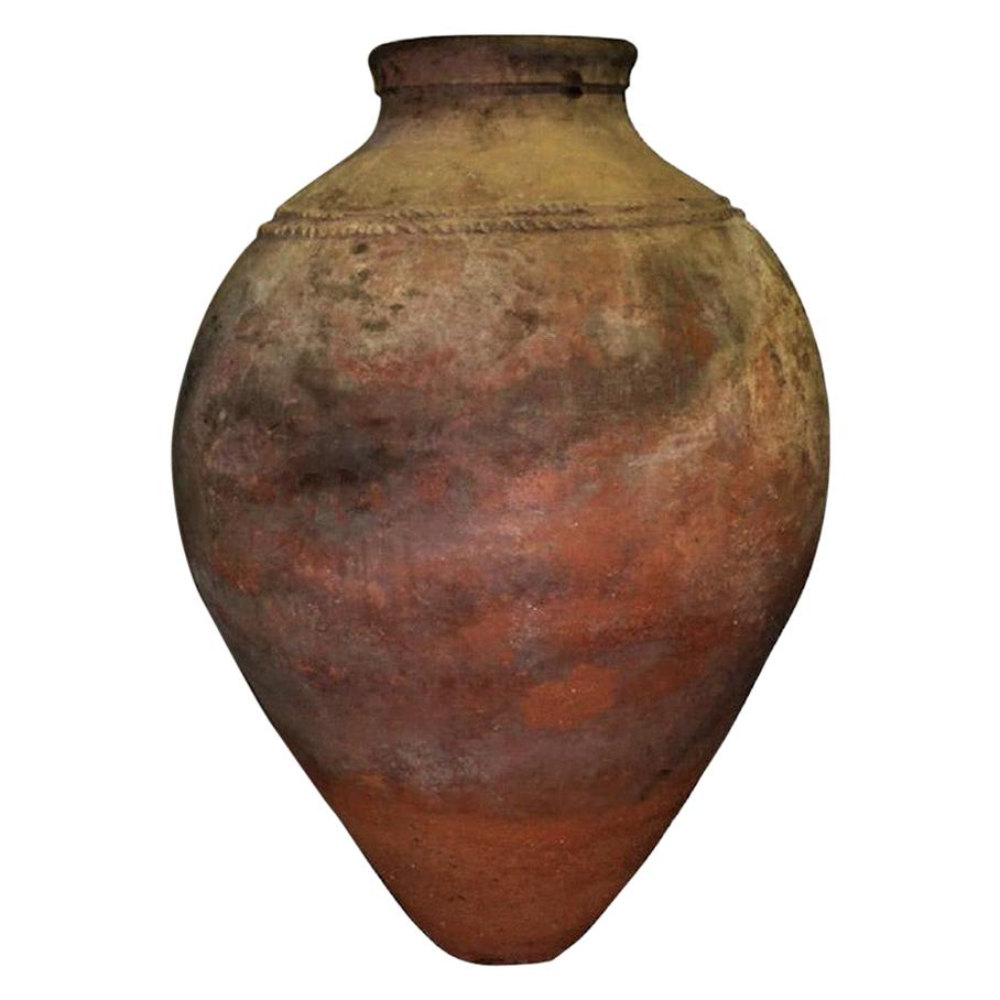 Oversized Portuguese Terracotta Olive Jar or Garden Urn, 18th Century