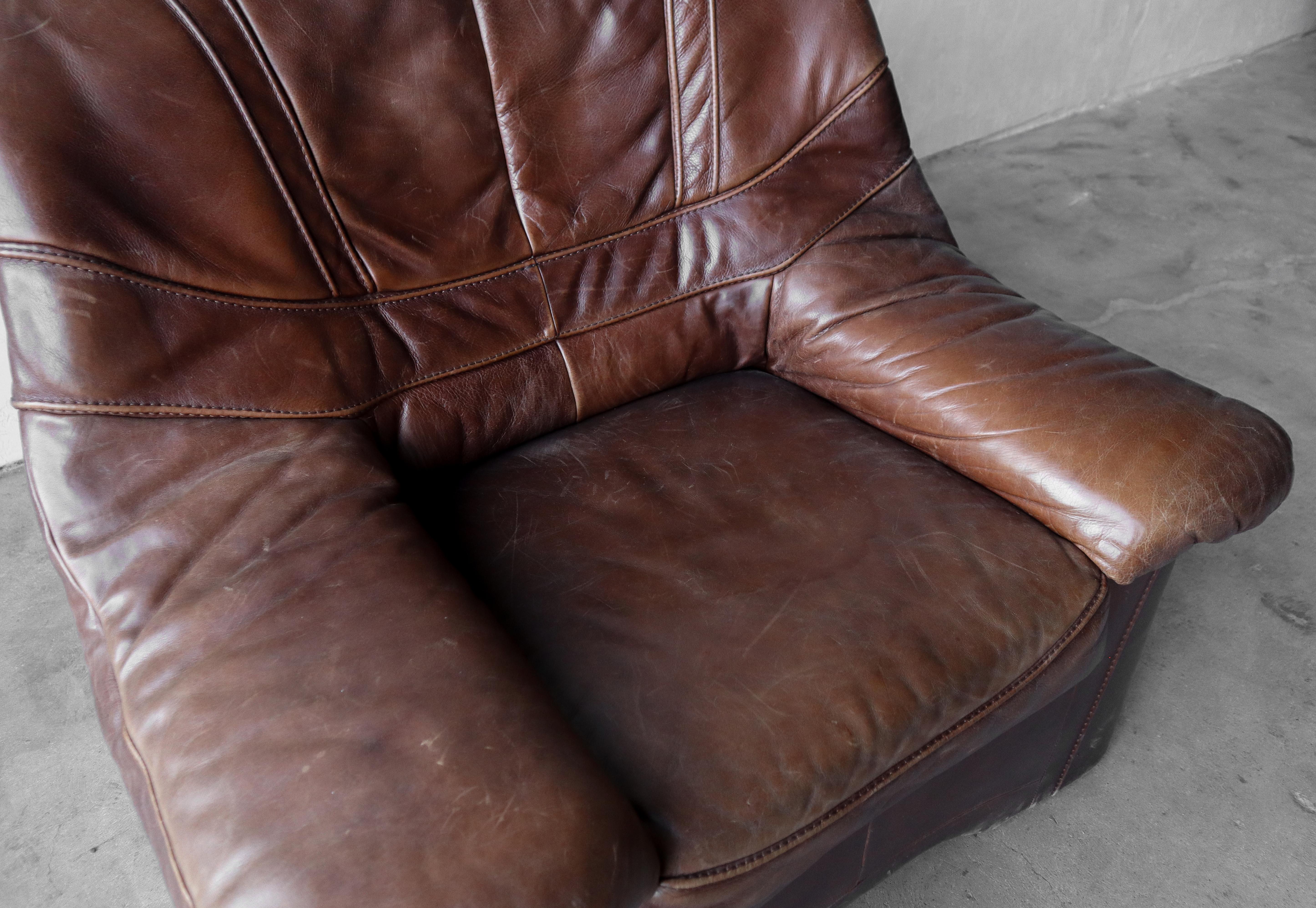 20th Century Oversized Post Modern Brazilian Leather Lounge Chair