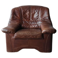 Oversized Post Modern Brazilian Leather Lounge Chair