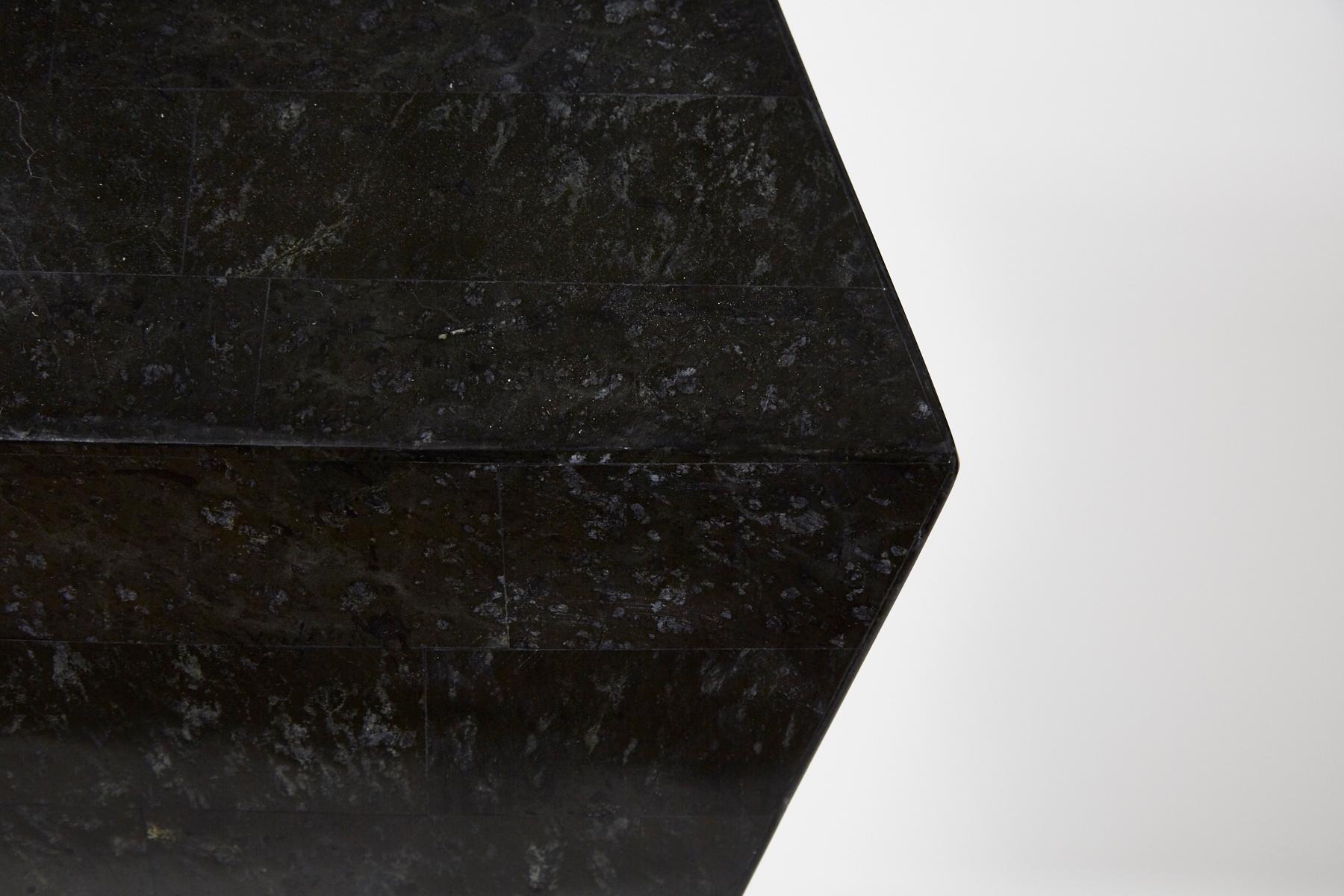 Oversized Postmodern Tessellated Black Stone Accordion Pedestal, 1990s 3