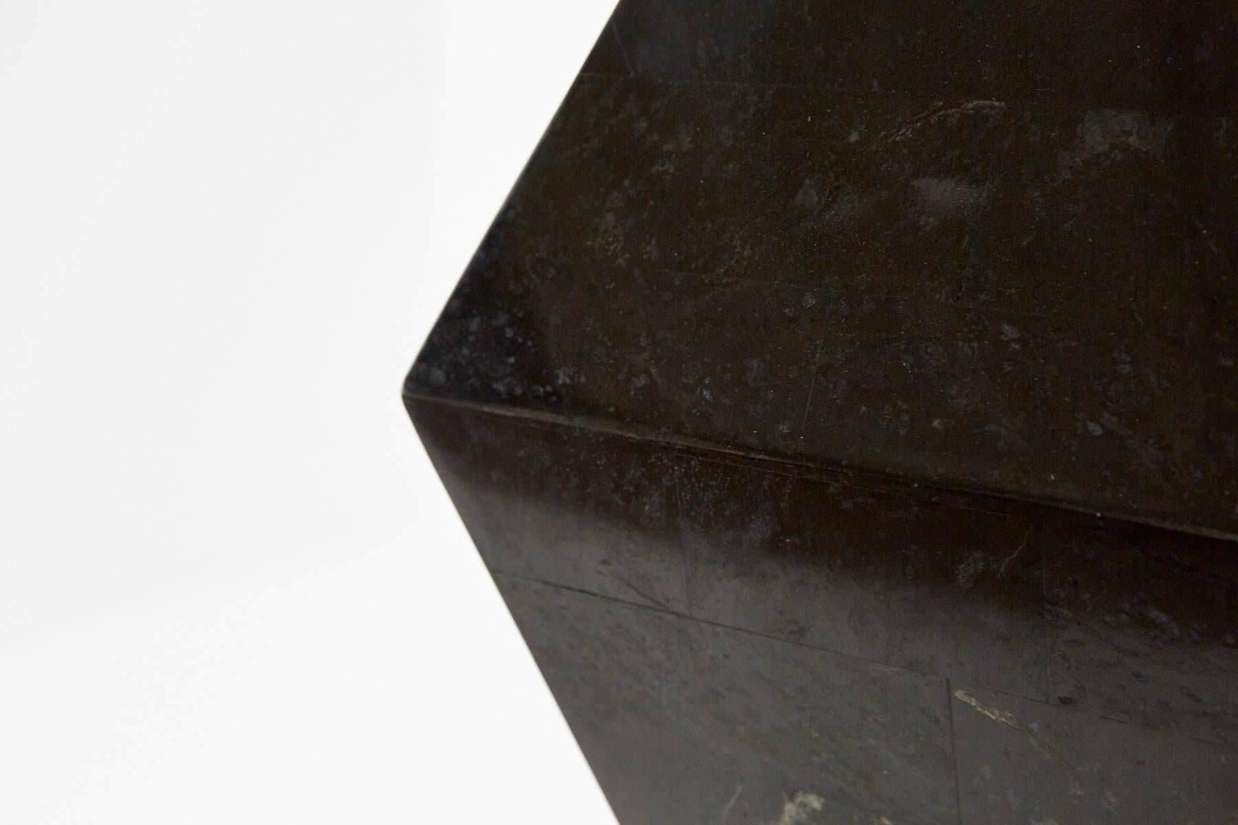 Oversized Postmodern Tessellated Black Stone Accordion Pedestal, 1990s 5