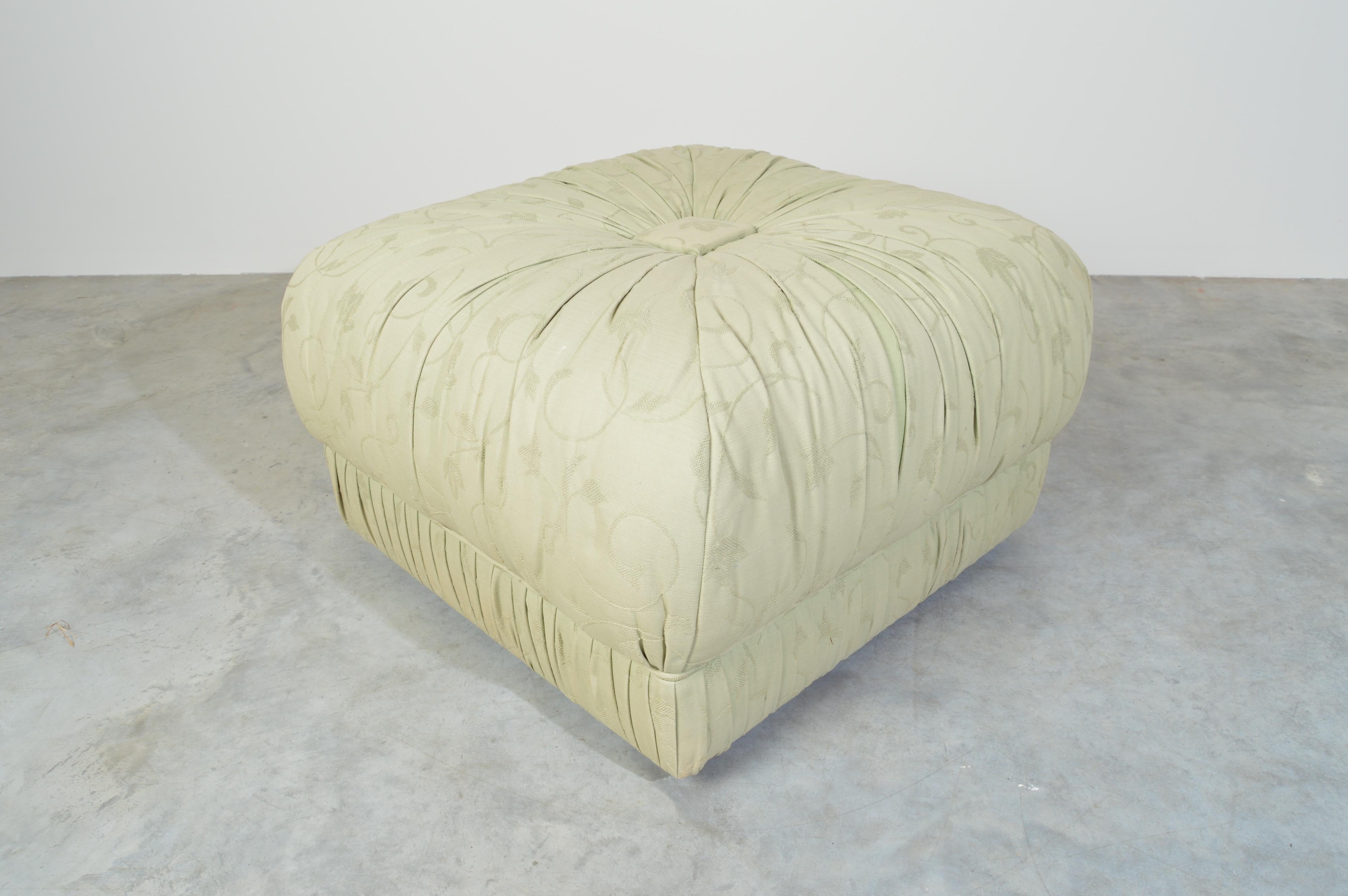 Oversized stuffed pouf on casters by Pace Collection. 
Outstanding condition. Clean and ready for use!