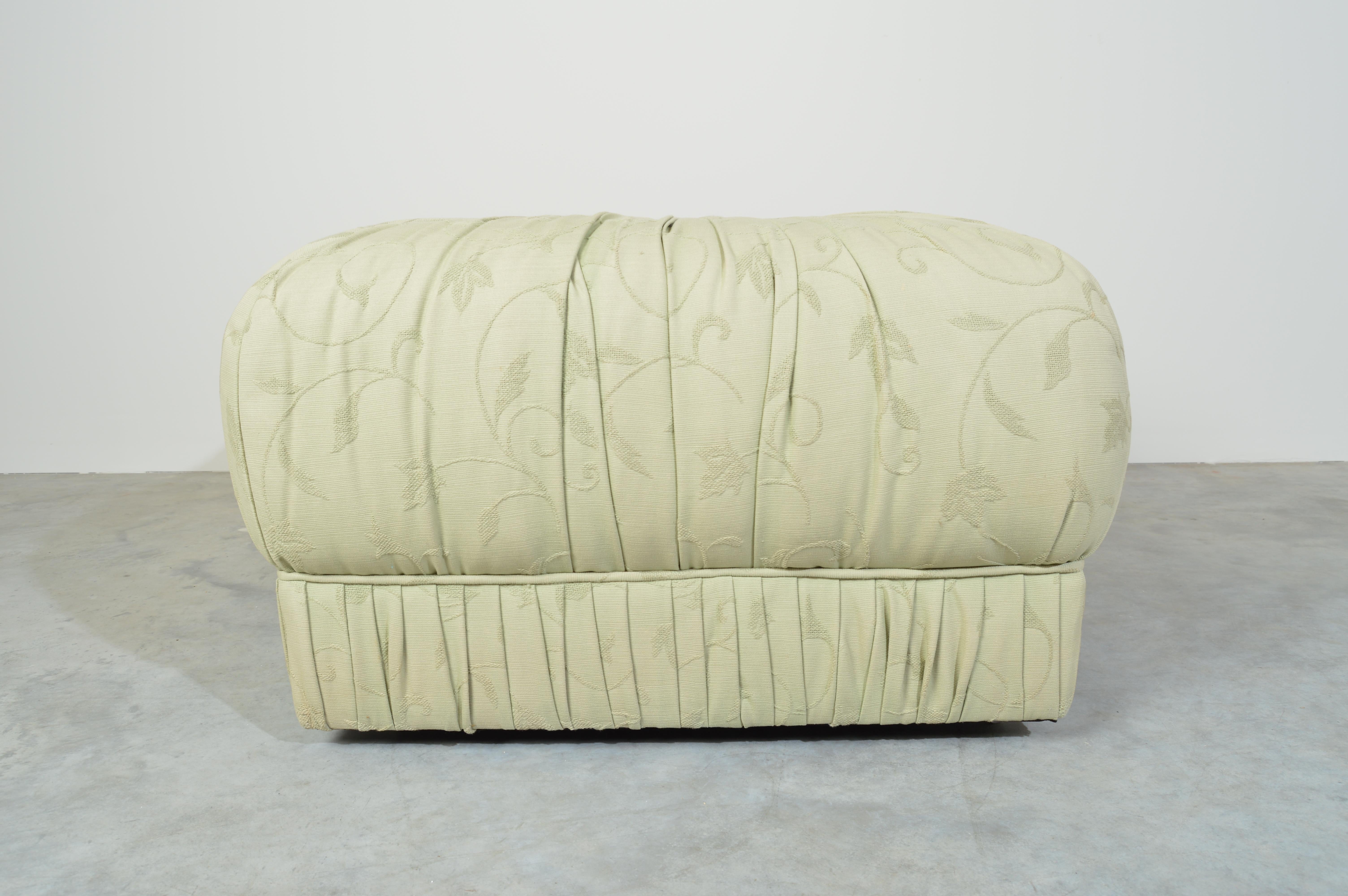 Late 20th Century Oversized Pouf Ottoman on Casters by Pace Collection